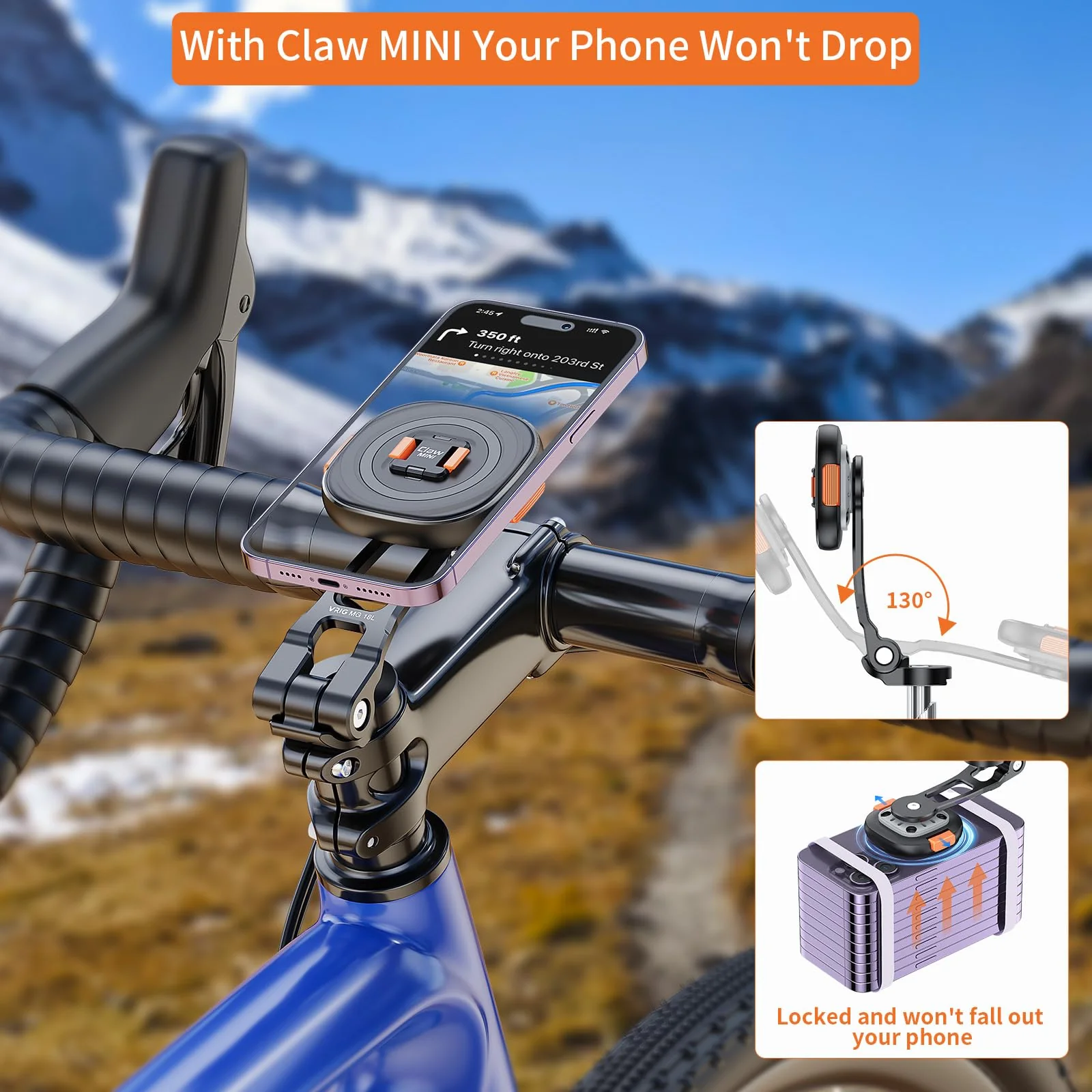 MG18L Claw MINI Magnetic Phone Mount Road bike mobile phone holder, iding bracket special shock absorption fixed mountain bike motorcycle navigation triangle(Triangle Type) Triangle Type - Image 7
