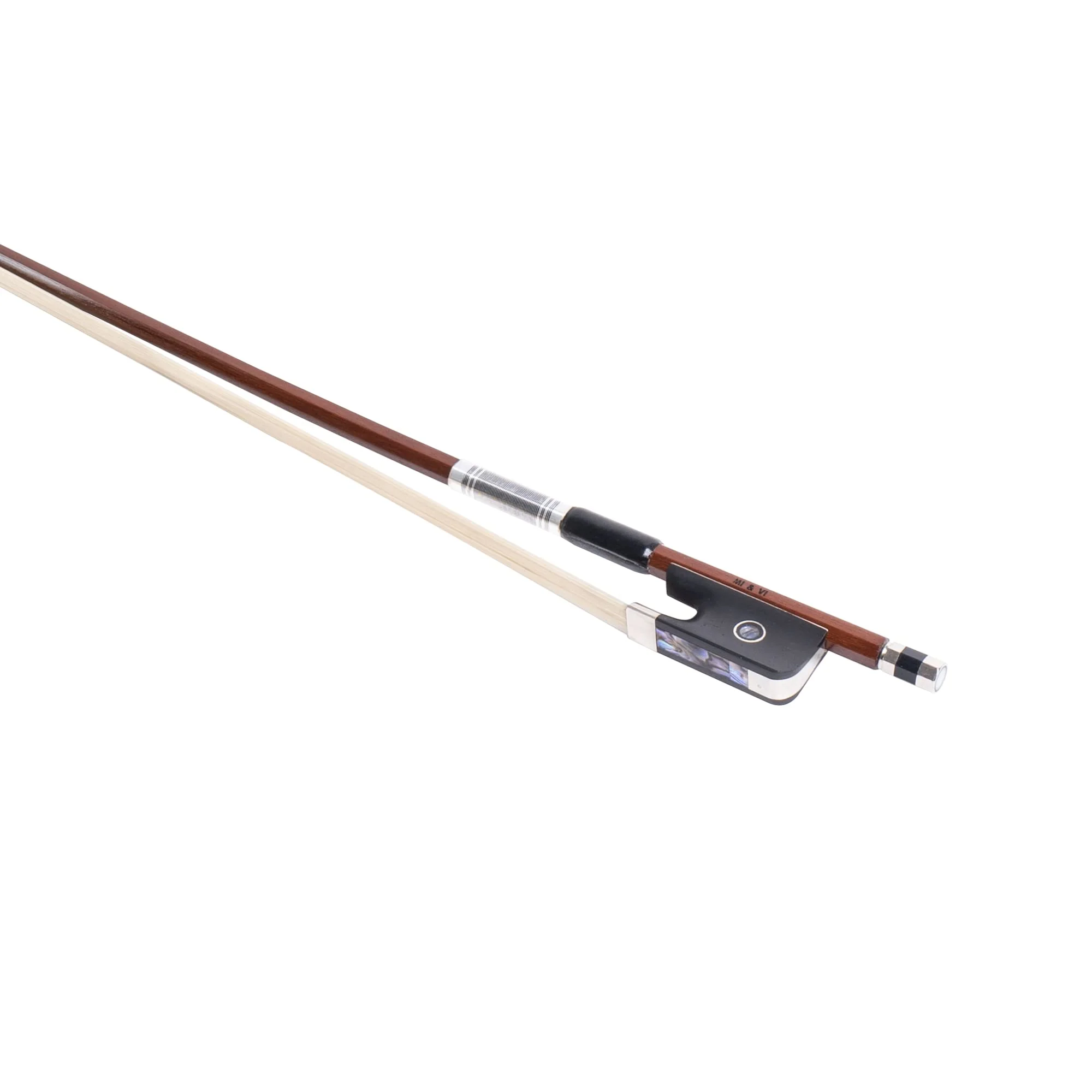 MI&VI AB-530 Classic Brazilwood Viola Bow for 14"-17" Violas (Full Size) with Bow Case Included | Well Balanced | Ebony Frog | Silver Mount | Mongolian Horse Hair - MIVI Music - Image 3