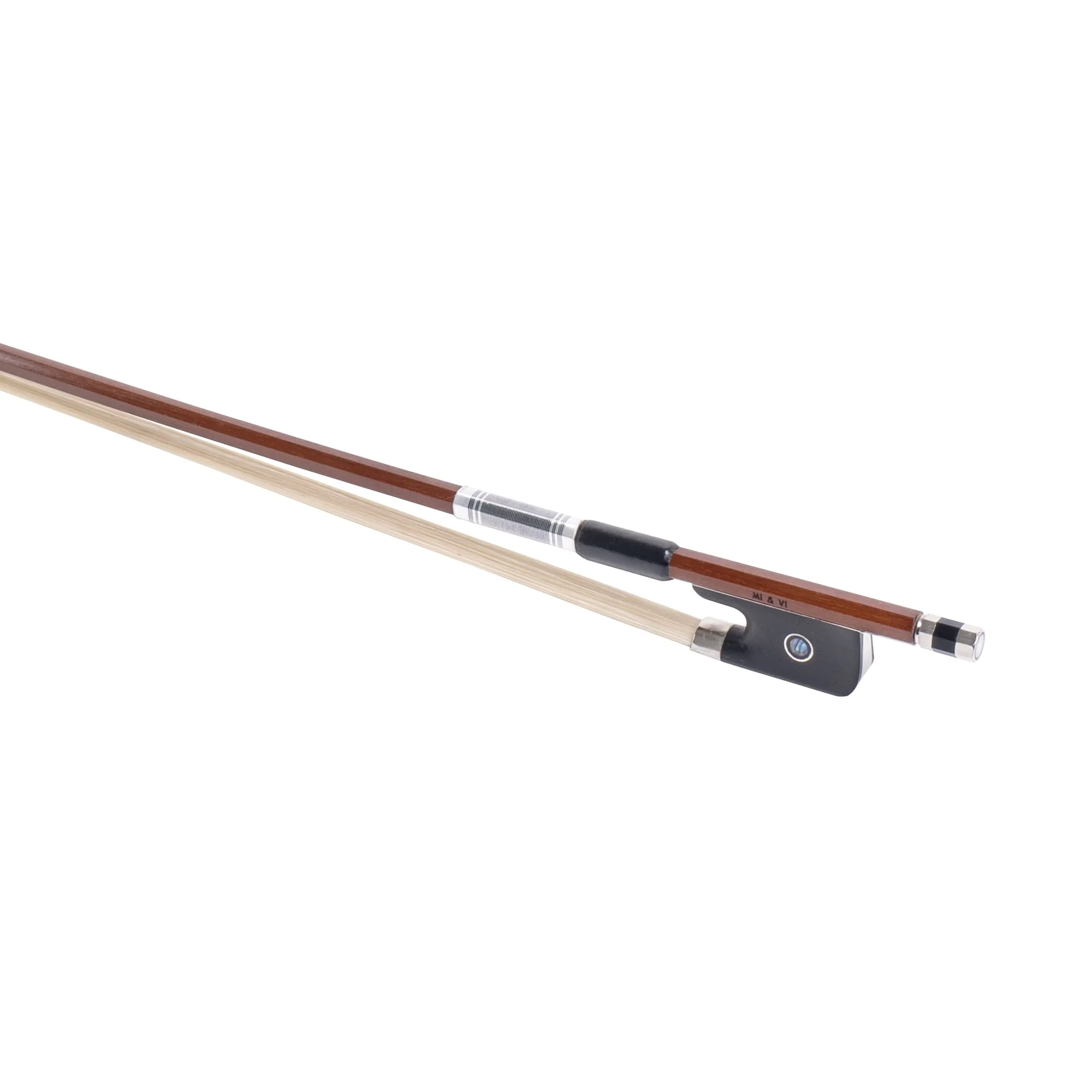 MI&VI AB-530 Classic Brazilwood Viola Bow for 14"-17" Violas (Full Size) with Bow Case Included | Well Balanced | Ebony Frog | Silver Mount | Mongolian Horse Hair - MIVI Music - Image 4