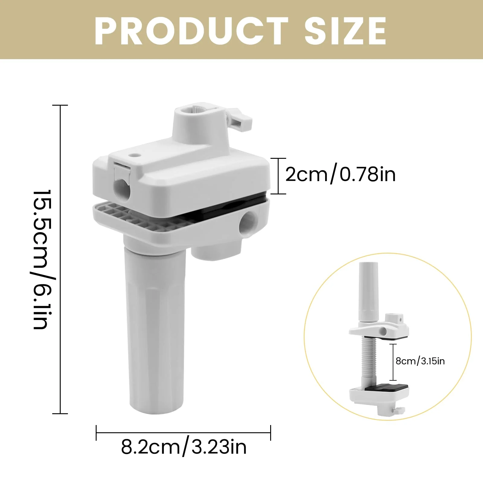 Mic Arm Desk Mount Clamp Insert Holes Universal Mic Stand Desk Holder for Boom Arm, Lamp, Monitor Stable Desk/Bed Mount White(2-Pack) - Image 3
