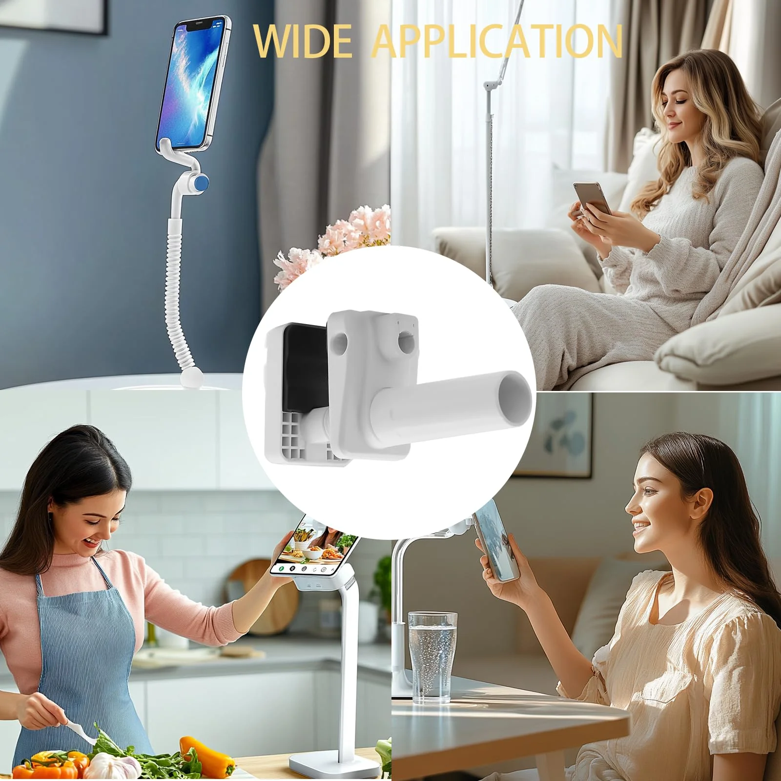 Mic Arm Desk Mount Clamp Insert Holes Universal Mic Stand Desk Holder for Boom Arm, Lamp, Monitor Stable Desk/Bed Mount White(2-Pack) - Image 7