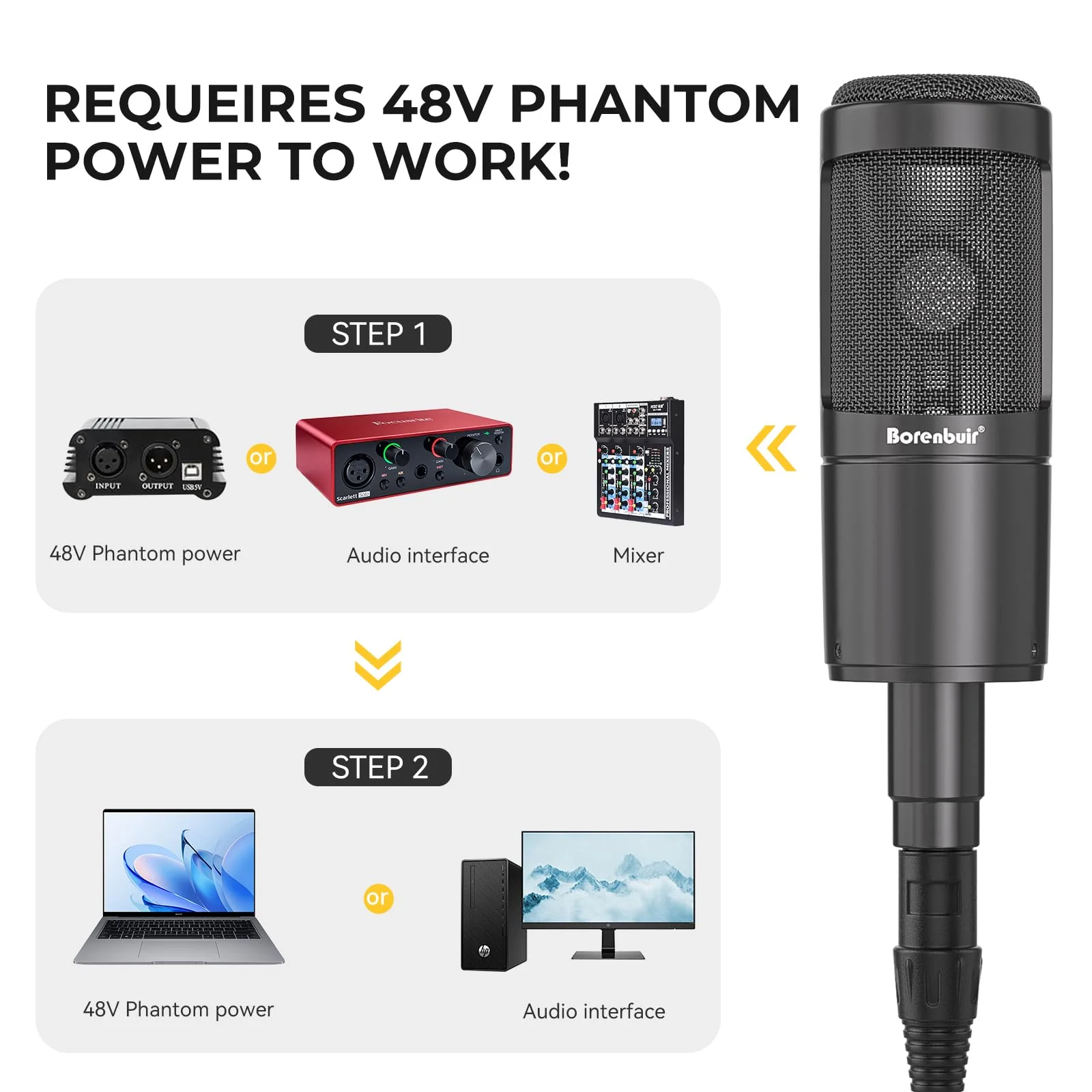 Mic for Asmr, for Audio Interface Cardioid Condenser Microphone XLR, Studio Recording microfono condensador with Shock mounts and Microphone Cable for Podcasting Music Voice-Over - Image 2