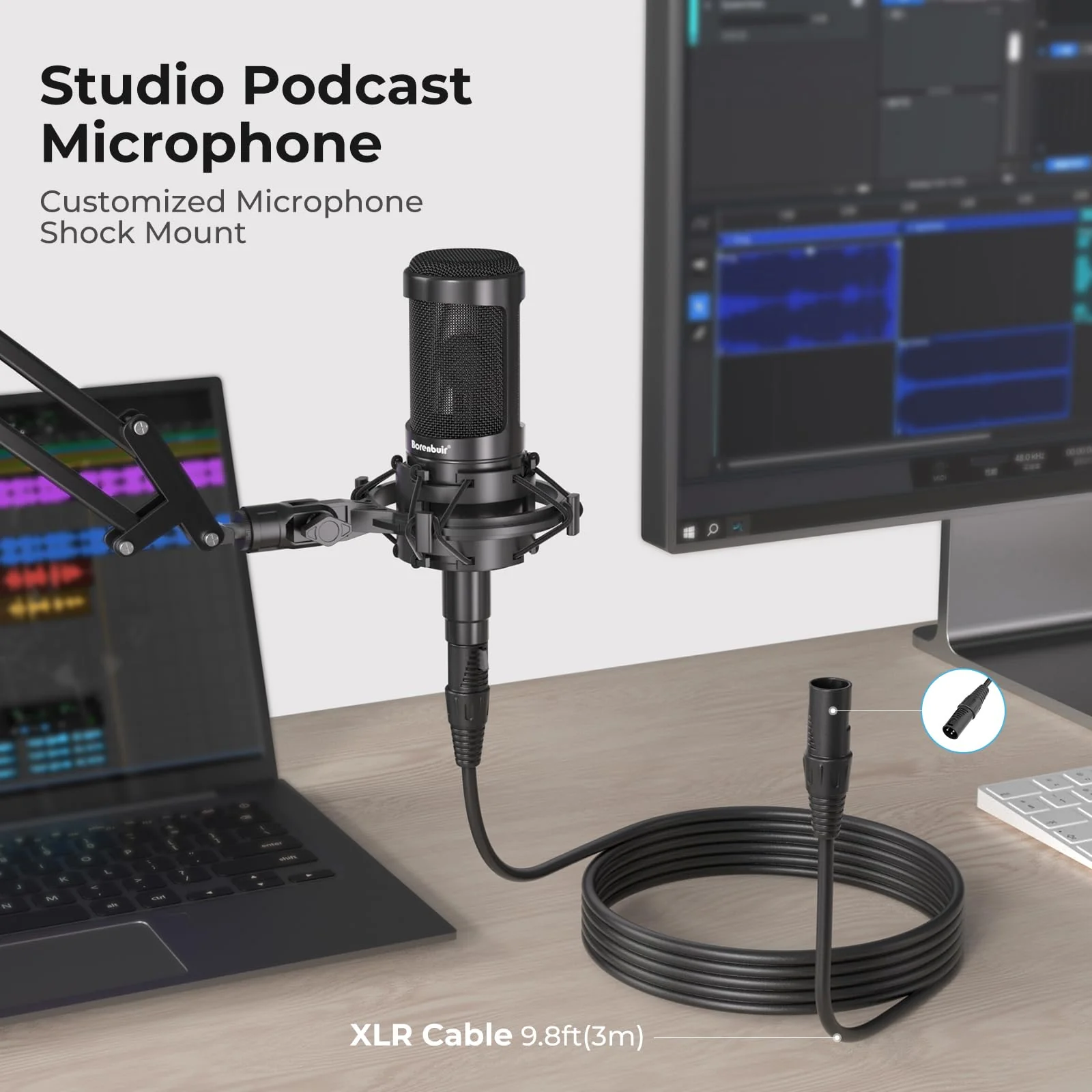 Mic for Asmr, for Audio Interface Cardioid Condenser Microphone XLR, Studio Recording microfono condensador with Shock mounts and Microphone Cable for Podcasting Music Voice-Over - Image 5