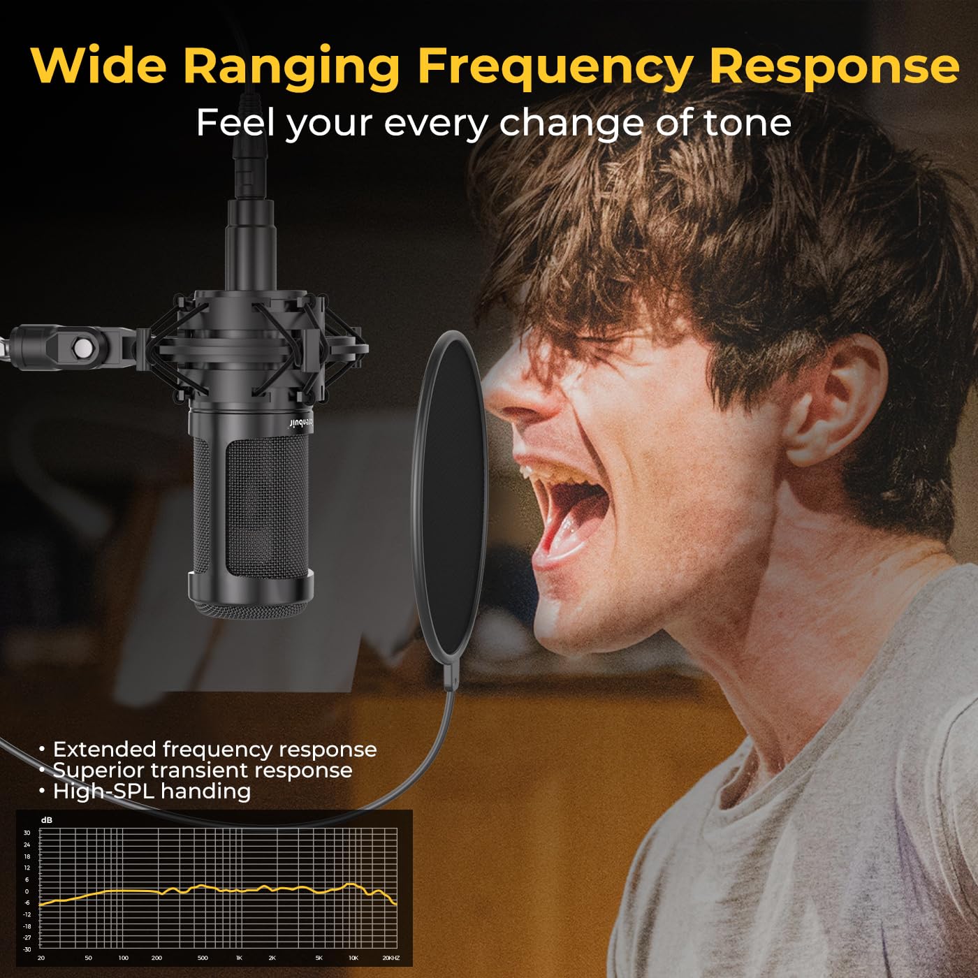 Mic for Asmr, for Audio Interface Cardioid Condenser Microphone XLR, Studio Recording microfono condensador with Shock mounts and Microphone Cable for Podcasting Music Voice-Over - Image 6
