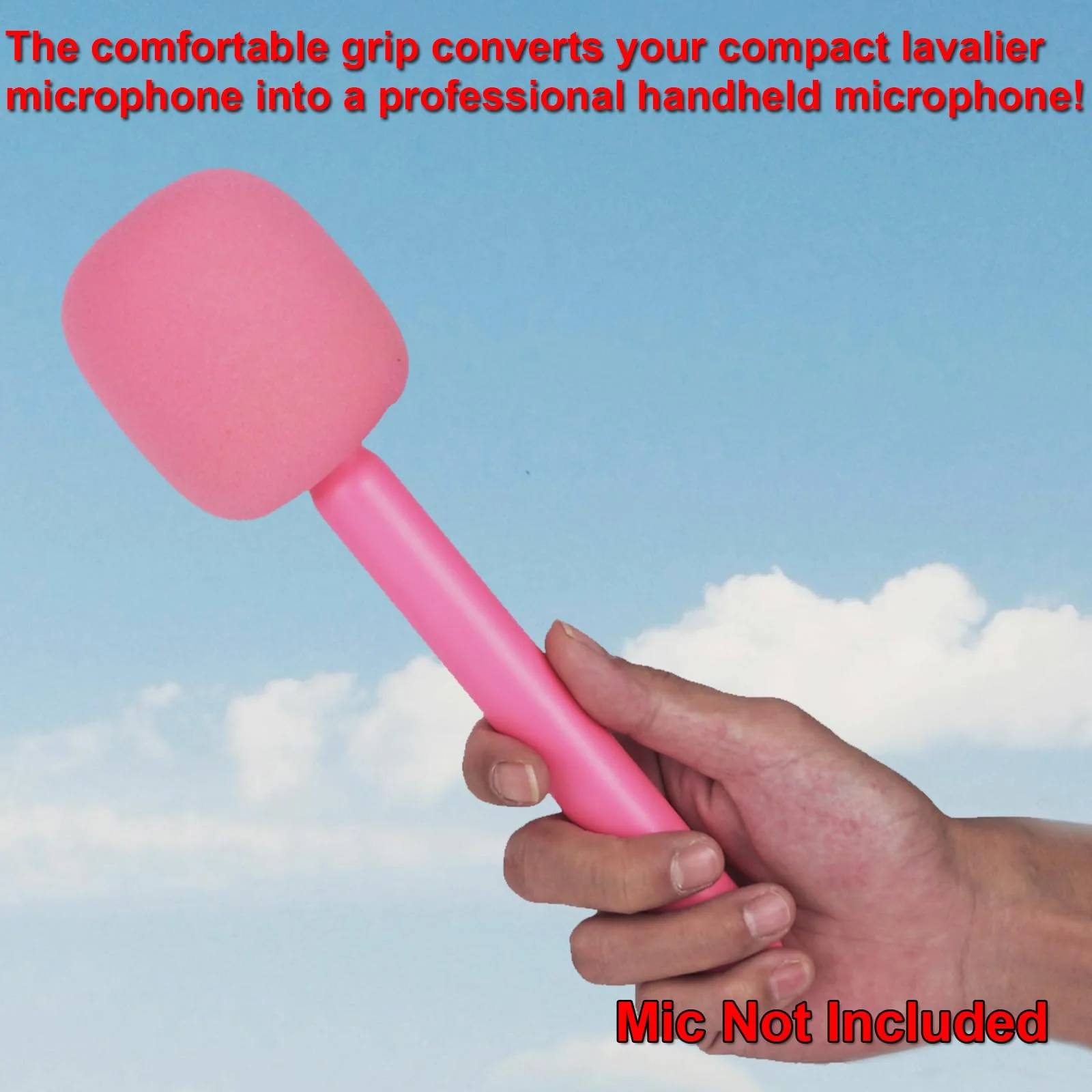 Mic Holder for DJI Mic 1/2, Interview Microphone Handle for Rode Wireless GO I/II/ME/Pro, Wireless Lavalier Microphone Handheld Adapter Mount with Foam Cover for Hollyland Lark M1 Black+Pink - Image 4