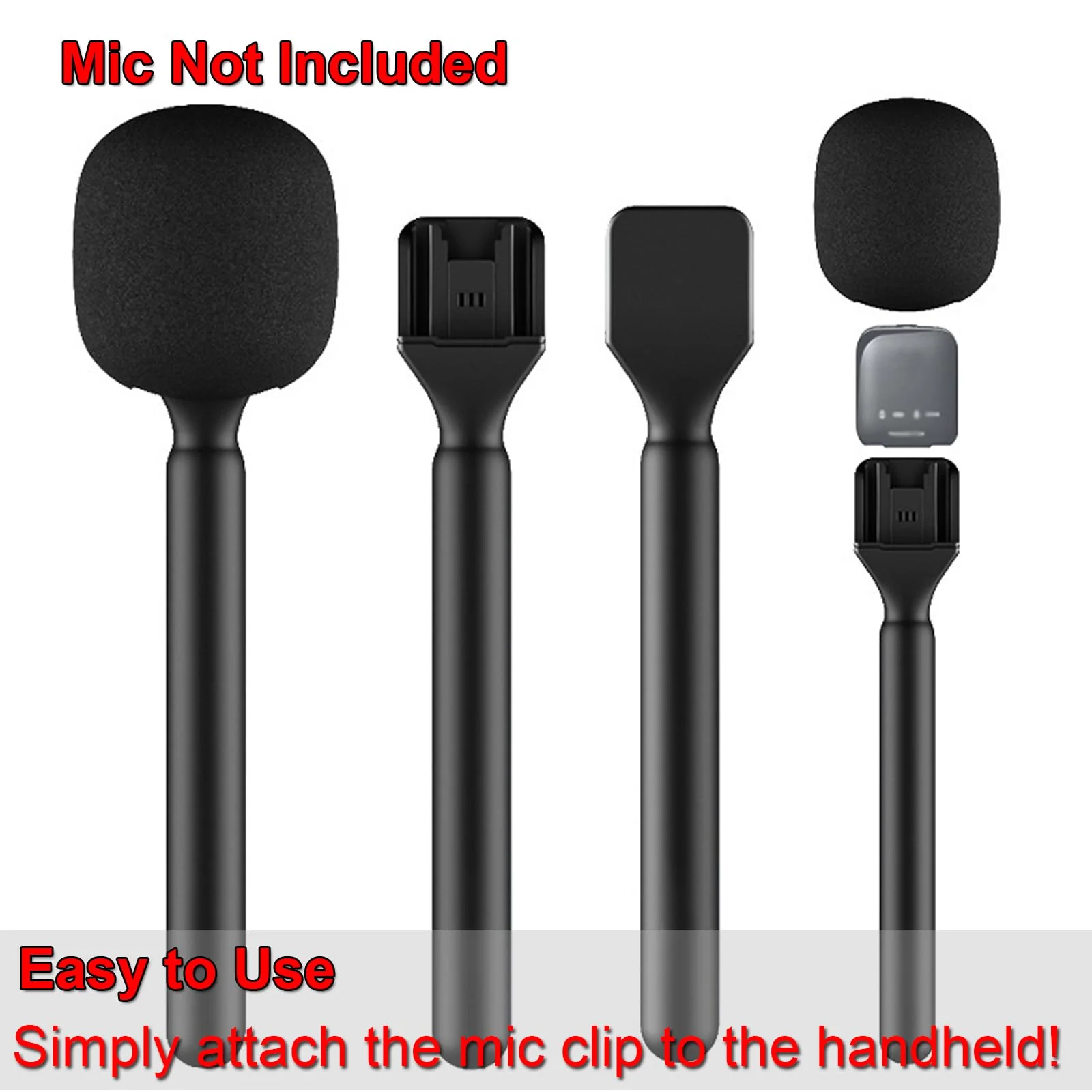 Mic Holder for DJI Mic 1/2, Interview Microphone Handle for Rode Wireless GO I/II/ME/Pro, Wireless Lavalier Microphone Handheld Adapter Mount with Foam Cover for Hollyland Lark M1 Black+Pink - Image 6