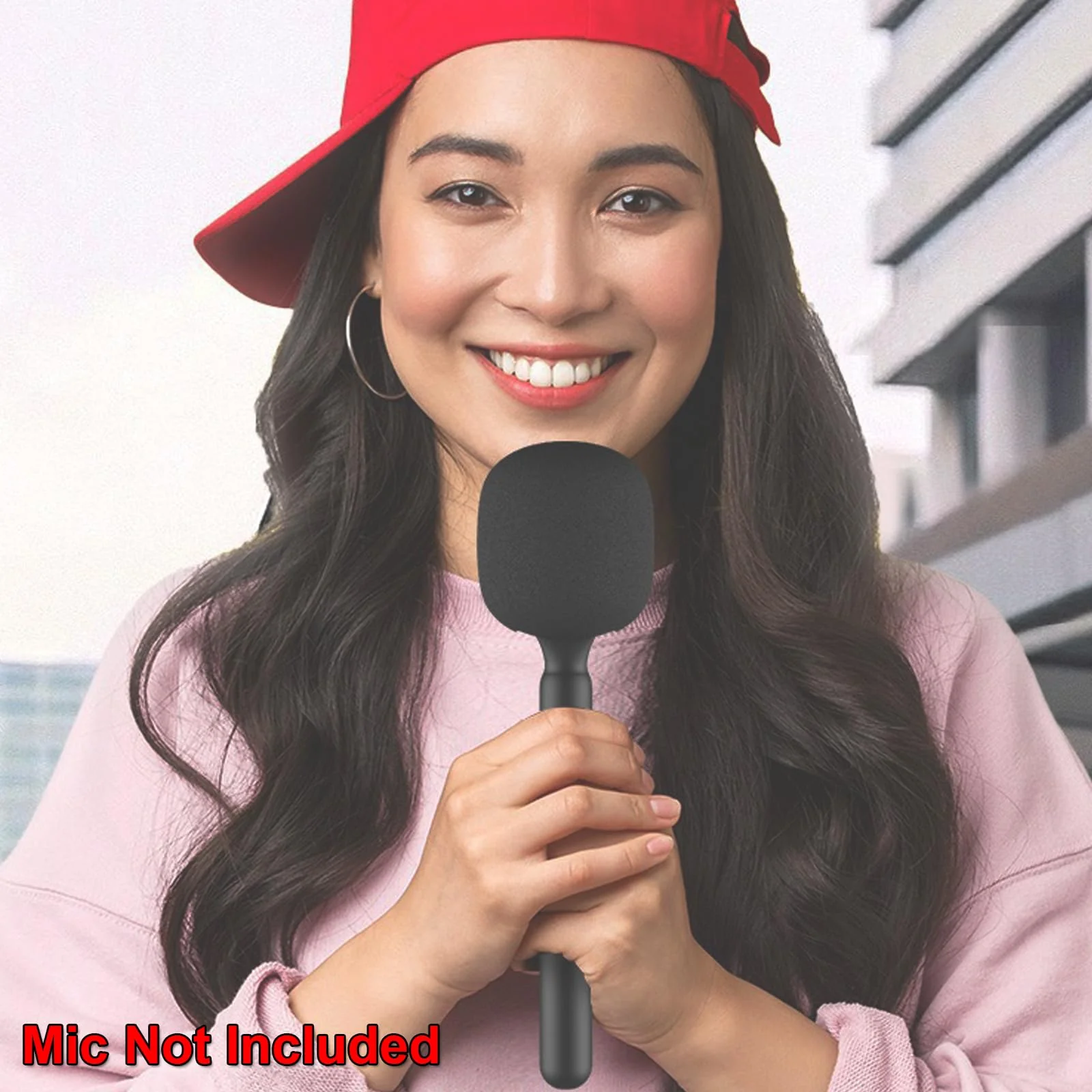 Mic Holder for DJI Mic 1/2, Interview Microphone Handle for Rode Wireless GO I/II/ME/Pro, Wireless Lavalier Microphone Handheld Adapter Mount with Foam Cover for Hollyland Lark M1 Black+Pink - Image 7