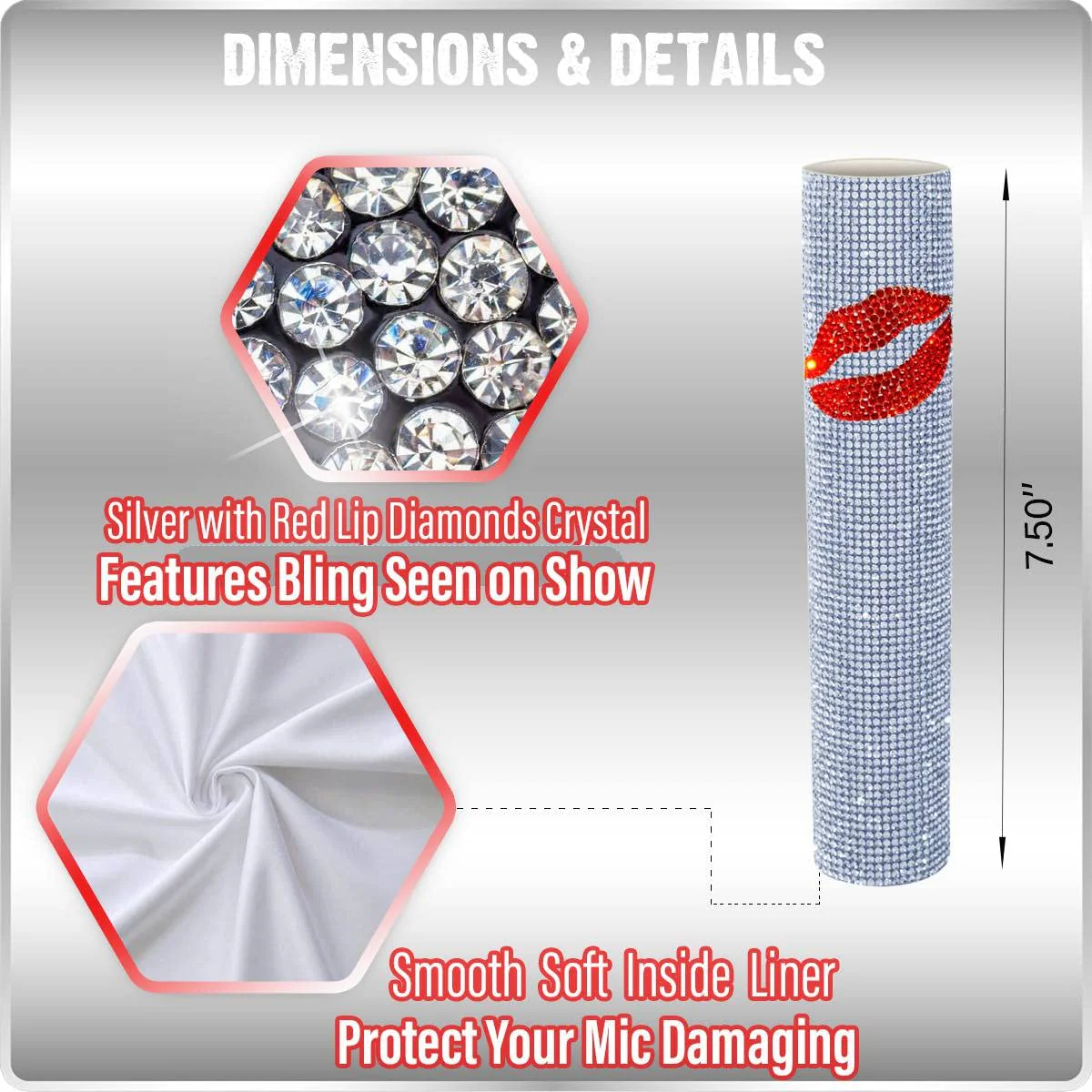 Mic Sleeve for Universal Wireless Microphone Handheld Glitter Shining on Wedding Party Live Tours TV Shows (Mic NOT Included) - Image 4