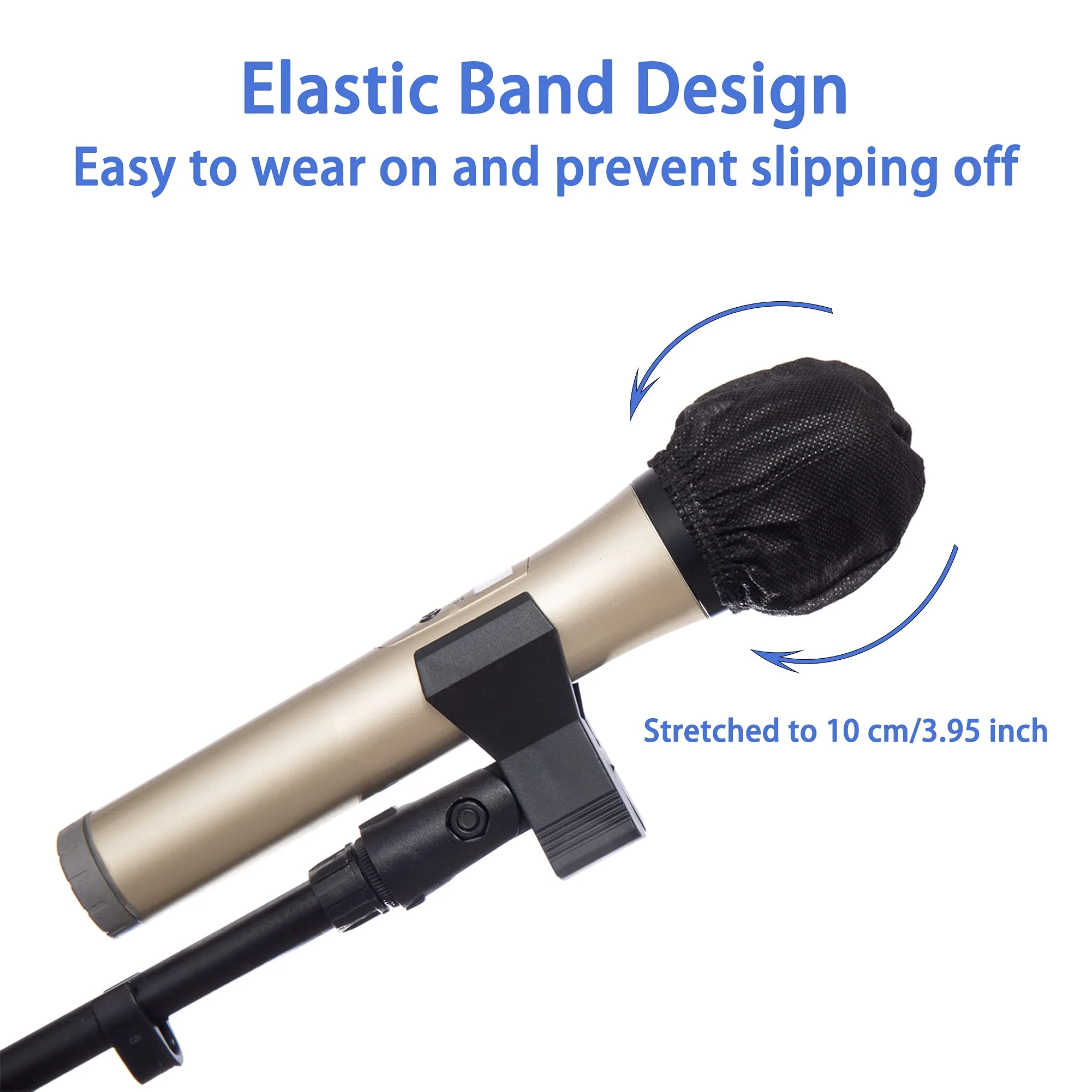 Microphone Cover Pop Filter 400 PCS, Disposable Mic Cover with Individual Packing, Microphone Protector Suit for Most Handheld Microphones, Non-Woven, Black 400 PCS-Black - Image 3