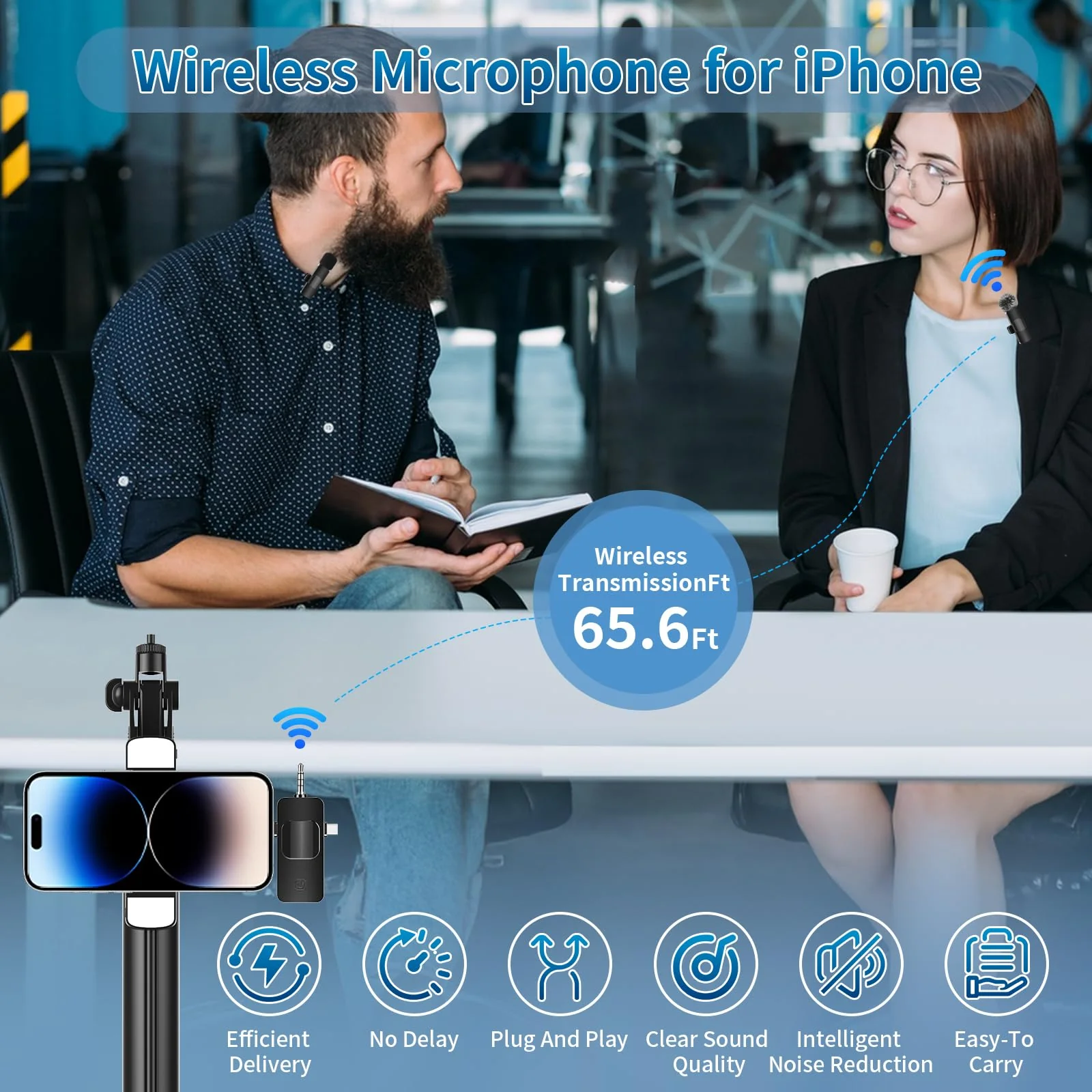 Microphone for iPhone 3 in 1 Mini Microphone Wireless Lavalier Microphones USB C Lapel Mic Clip on Mic for iPhone, iPad, Android, Camera for Video Recording, Vlog, YouTube, TikTok - Image 4