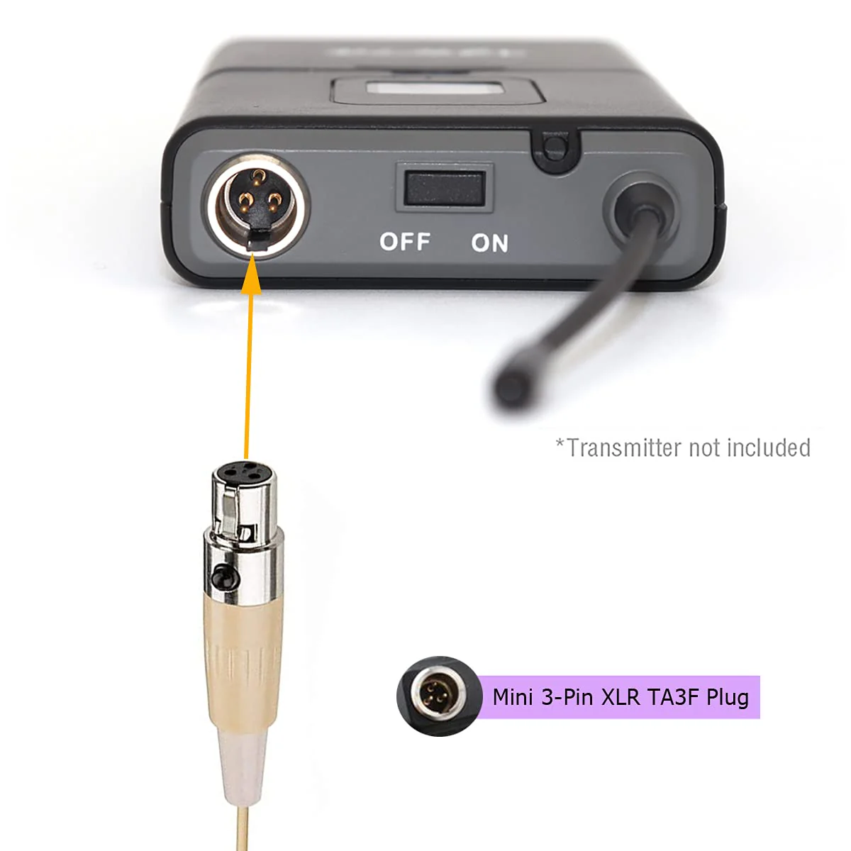 Microphone Headset Double Over Ear Earset Headworn Mic Condenser Omnidirectional Compatible with AKG Wireless System Bodypack Transmitter Mini XLR TA3F Plug - Image 6