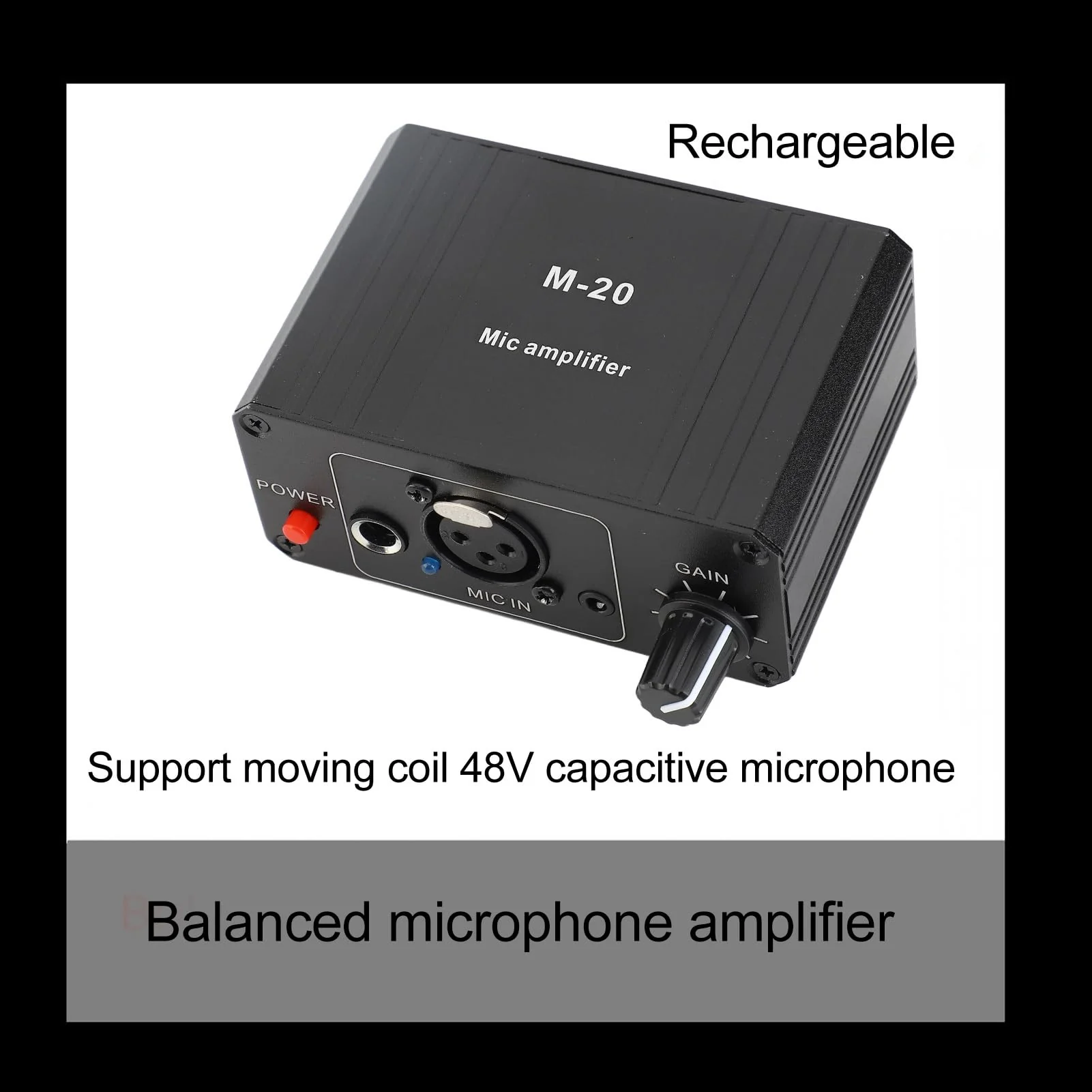 Microphone Preamp, 48V Power High Gain Electronic Audio Stereo Phonograph Preamplifier, with XLR Output, for Dynamic Condenser Microphones Booster - Image 2