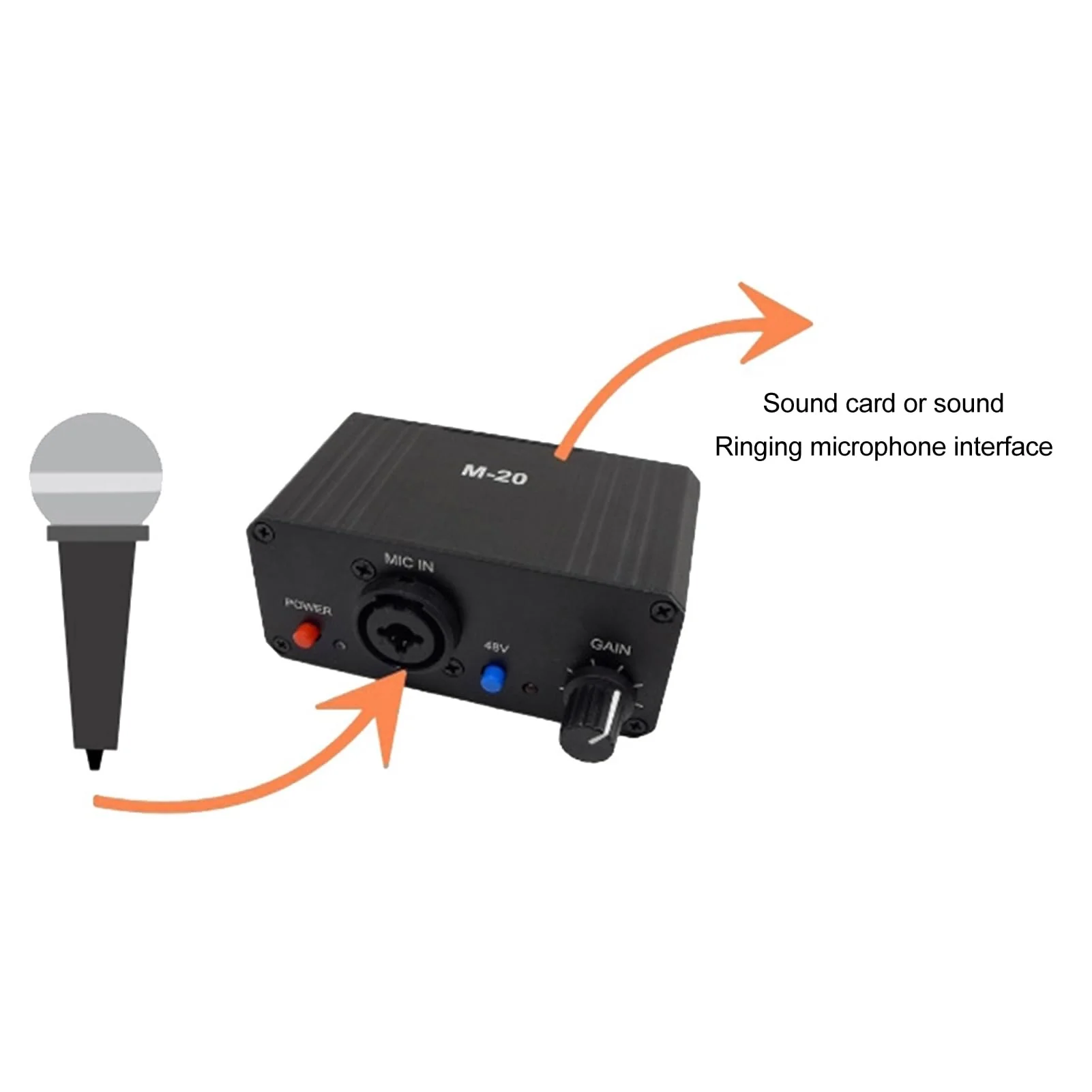 Microphone Preamp, 48V Power Mic Preamplifier XLR Output Microphone Preamp Booster, Mini Microphone Preamp for Dynamic and Condenser Mic - Image 5