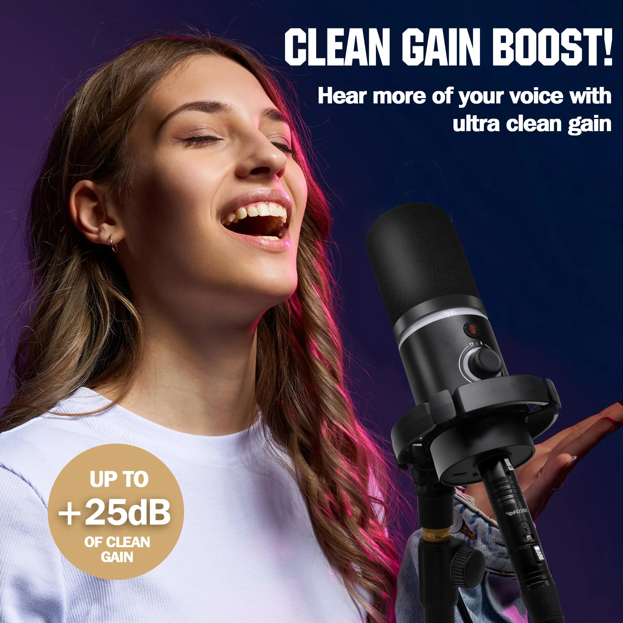 Microphone Preamp Audio Booster, Professional Mic Booster Activator Preamplifier Compatible with Dynamic and Passive Ribbon Microphones - Image 2