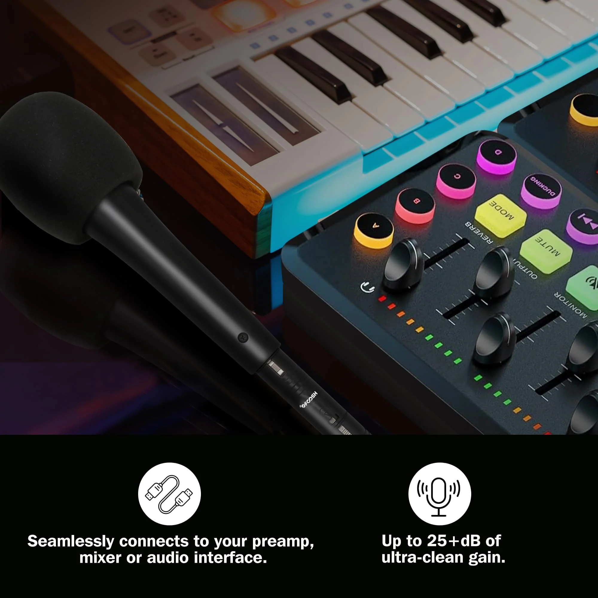 Microphone Preamp Audio Booster, Professional Mic Booster Activator Preamplifier Compatible with Dynamic and Passive Ribbon Microphones - Image 3