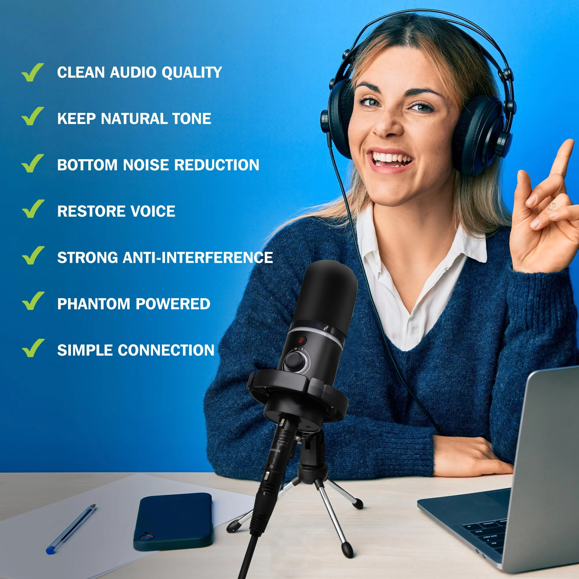 Microphone Preamp Audio Booster, Professional Mic Booster Activator Preamplifier Compatible with Dynamic and Passive Ribbon Microphones - Image 6