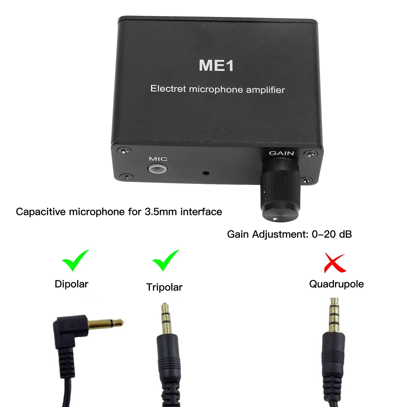 Microphone Preamp, Electret Microphone Amp, Adjustable Gain 0-20db Sound Amplifier, Audio, Microphone Preamplifier for Podcast, Livestream, Broadcasting - Image 2
