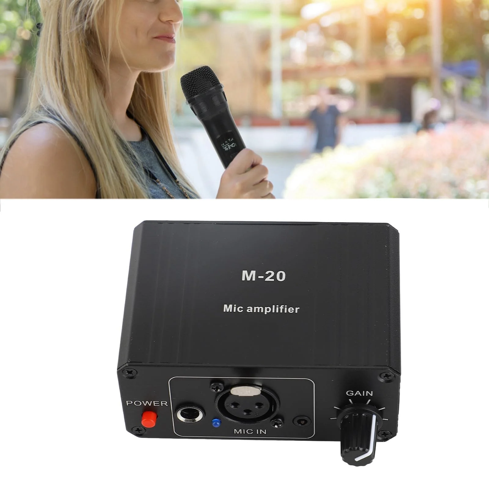 Microphone Preamp, High Gain 48V Power XLR Output Mic Preamplifier for Dynamic and Condenser Microphones Booster - Image 2