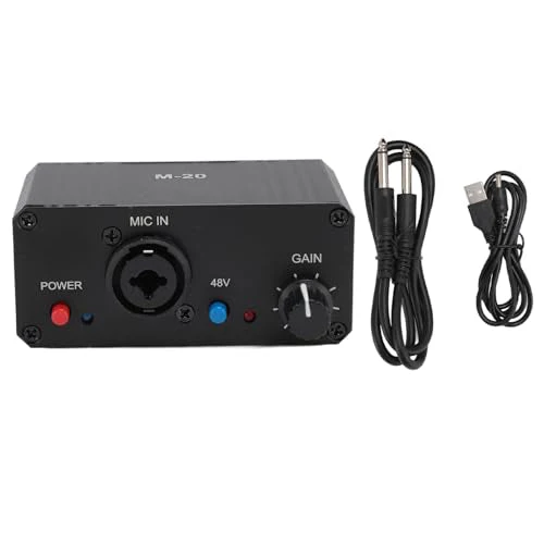 Microphone Preamp, High Gain 48V Power XLR Output Mic Preamplifier for Dynamic and Condenser Microphones Booster - Image 4