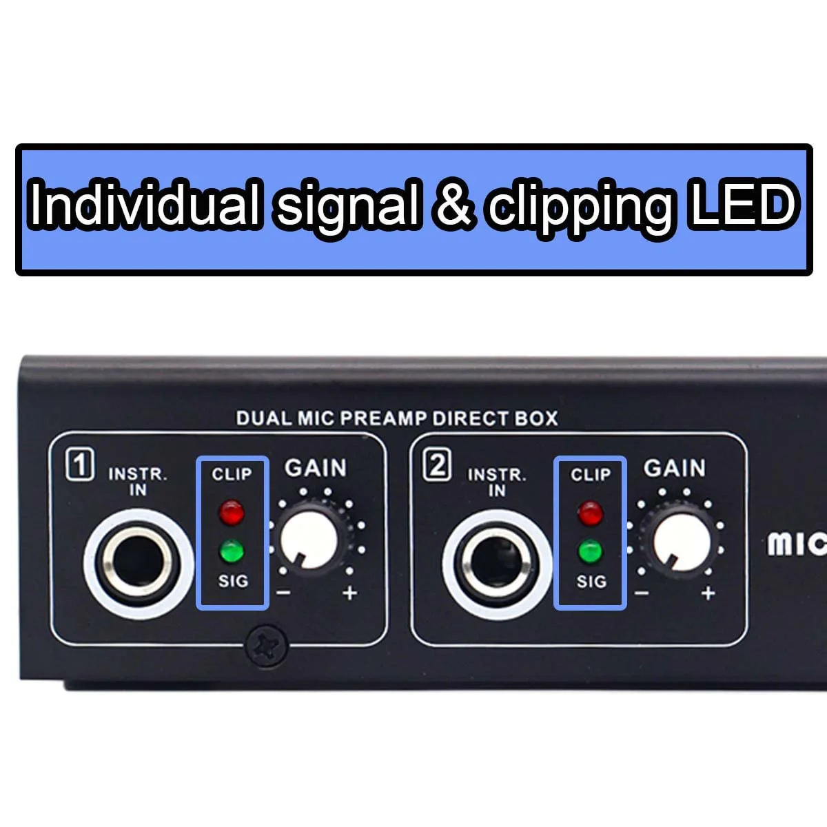 Microphone Preamp Mic Booster 4 Input Max 65db DI Box with 48V Phantom Power for Dynamic and Condenser Mic - Image 5