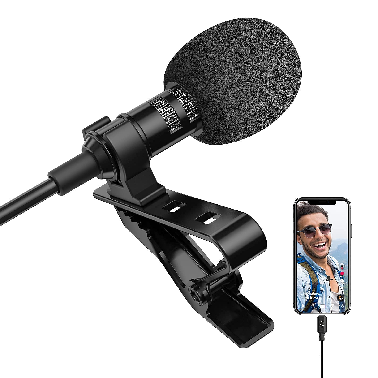 Microphone Professional for iPhone Lavalier Lapel Omnidirectional Condenser Mic Phone Audio Video Recording Easy Clip-on Lavalier Mic for YouTube, Interview, Conference for iPhone/iPad/iPod (6.6ft) - Image 8