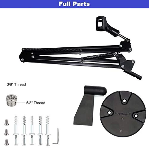 Microphone Wall Mount, Suspension Mic Stand Clip for Blue Yeti Snowball,Radio Broadcasting, Voice-Over Sound, Stages,TV Stations,Youtube - Image 2