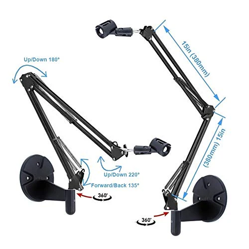 Microphone Wall Mount, Suspension Mic Stand Clip for Blue Yeti Snowball,Radio Broadcasting, Voice-Over Sound, Stages,TV Stations,Youtube - Image 3