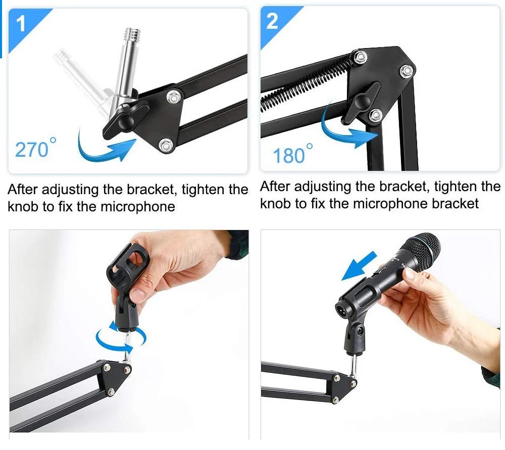 Microphone Wall Mount, Suspension Mic Stand Clip for Blue Yeti Snowball,Radio Broadcasting, Voice-Over Sound, Stages,TV Stations,Youtube - Image 6