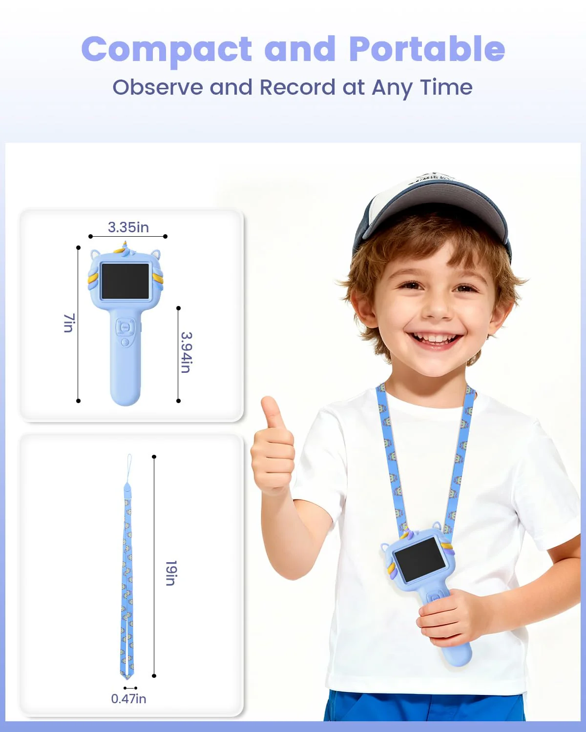 Microscope Camera for Kids Gifts Toys- Handheld Pocket Microscopes with 2.4" Screen and Autofocus - Mini Digital Educational Science Kit for Christmas Birthday for Age 3-5 5-7 8-12 Girls Boys (Blue) Blue - Image 7