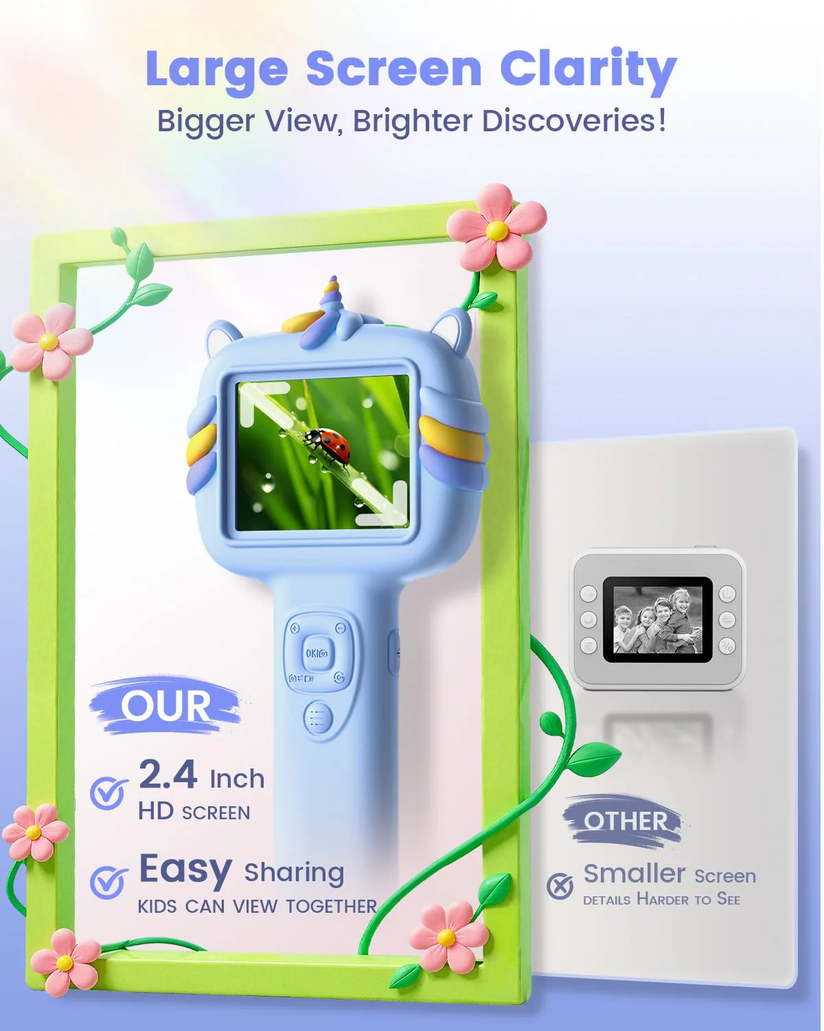 Microscope Camera for Kids Gifts Toys- Handheld Pocket Microscopes with 2.4" Screen and Autofocus - Mini Digital Educational Science Kit for Christmas Birthday for Age 3-5 5-7 8-12 Girls Boys (Blue) Blue - Image 8