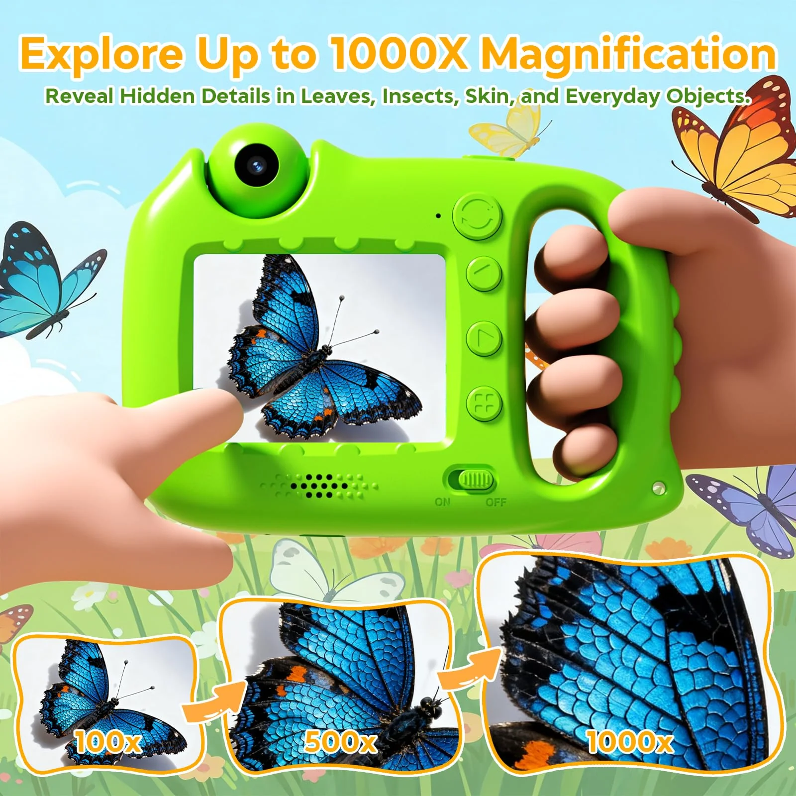Microscope for Kids, 1000X Handheld Digital Microscope with 2.4" IPS Screen, USB-C Rechargeable, Photos & Videos, Built-in Games & Songs, 32GB Card, Kids Microscope Gift for Boys Girls Ages 5-12 - Image 3