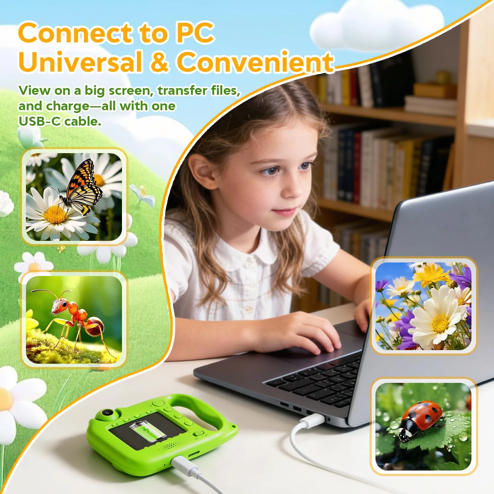 Microscope for Kids, 1000X Handheld Digital Microscope with 2.4" IPS Screen, USB-C Rechargeable, Photos & Videos, Built-in Games & Songs, 32GB Card, Kids Microscope Gift for Boys Girls Ages 5-12 - Image 7