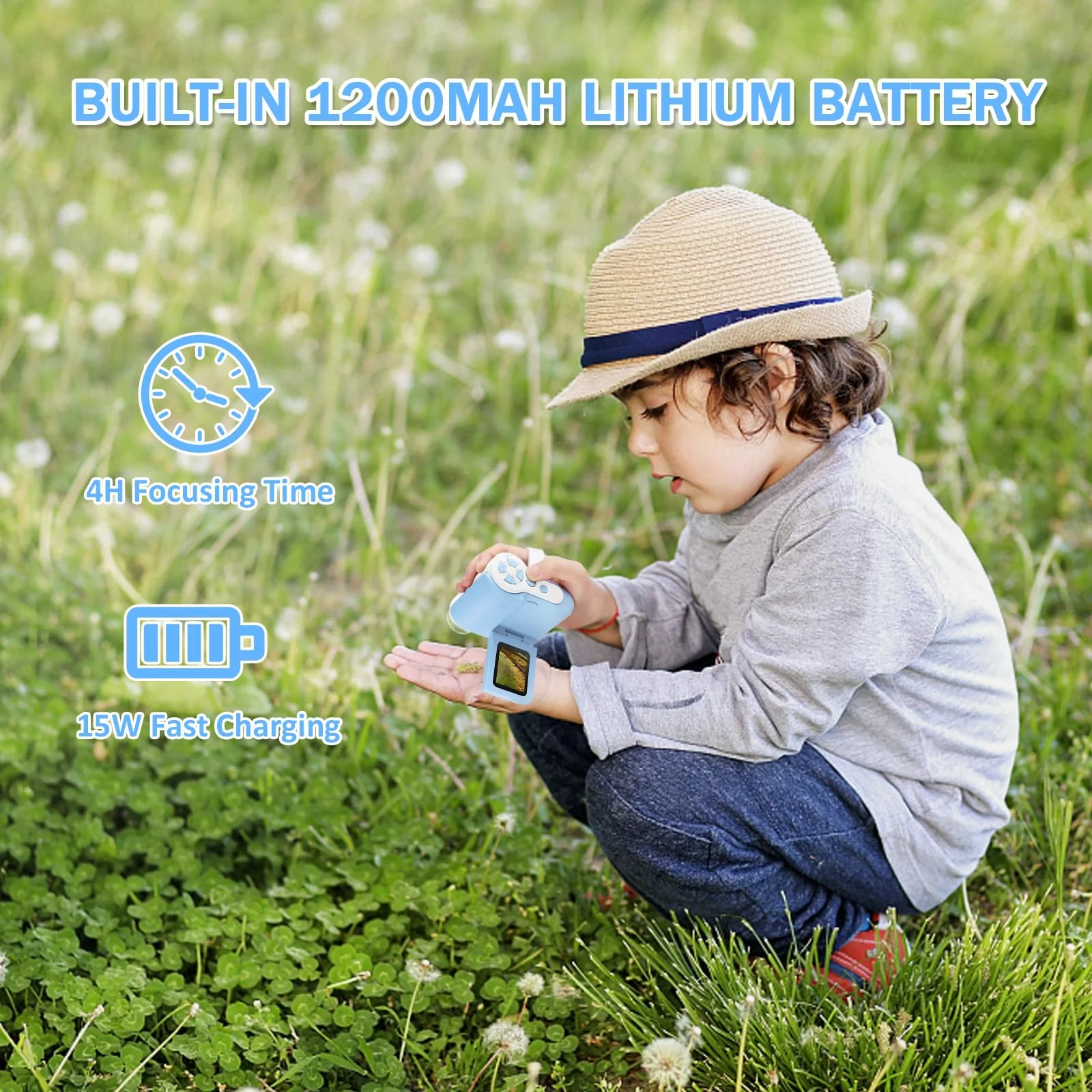 Microscope for Kids, 1000X Handheld Kids Microscope with 6 Adjustable LED Lights, Valentines Day Gifts for Kids School Ages 8-13, 32G SD Card Included-Blue Blue - Image 6