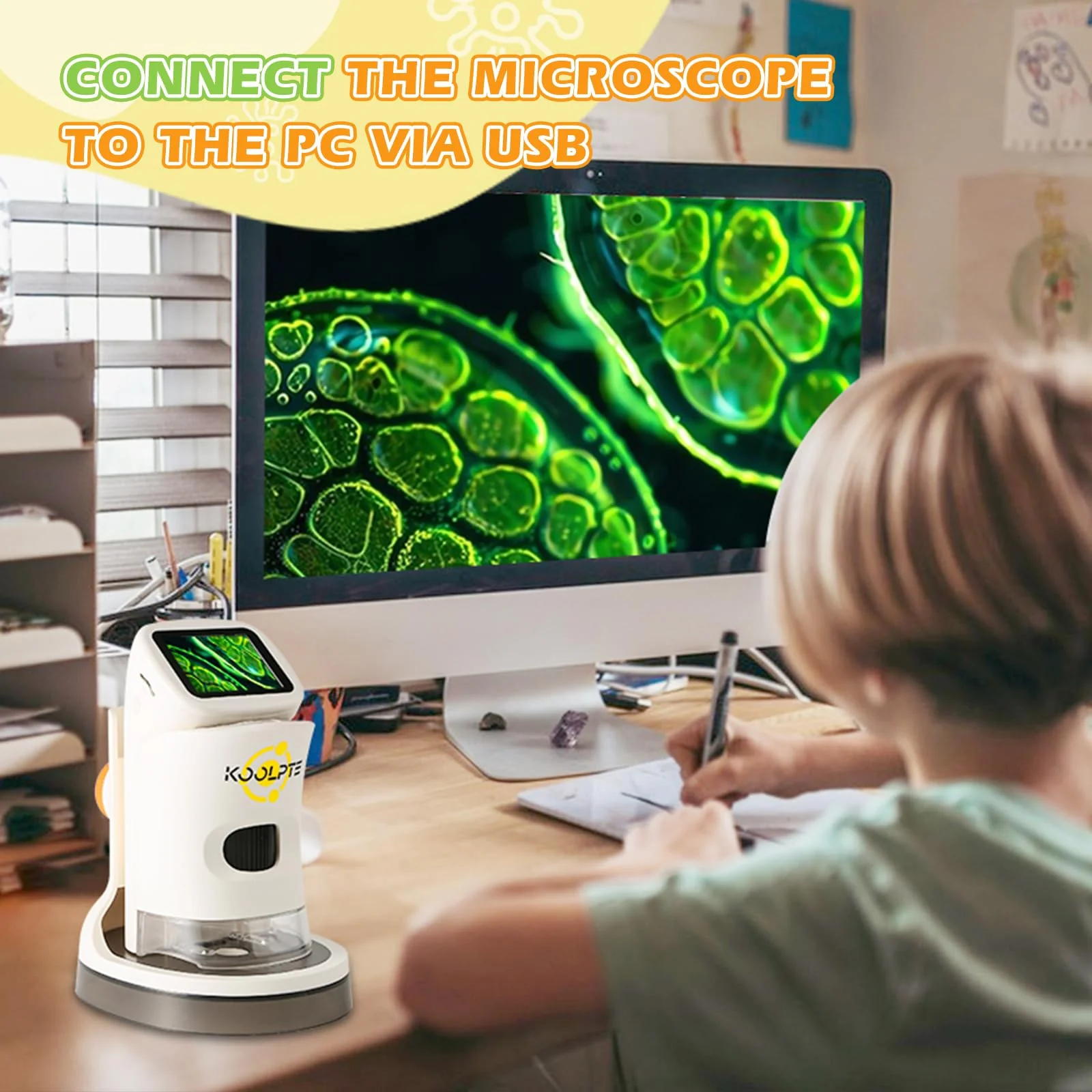 Microscope for Kids, 1000X HD Pocket Kids Microscope, 2.1'' LCD Screen Mini Micrscope for Kids 8-12, Science Mini Scope Toy Kits, Handheld Miniscope Educational Gifts for Kids, 32 GB TF Card Included Warm White - Image 6