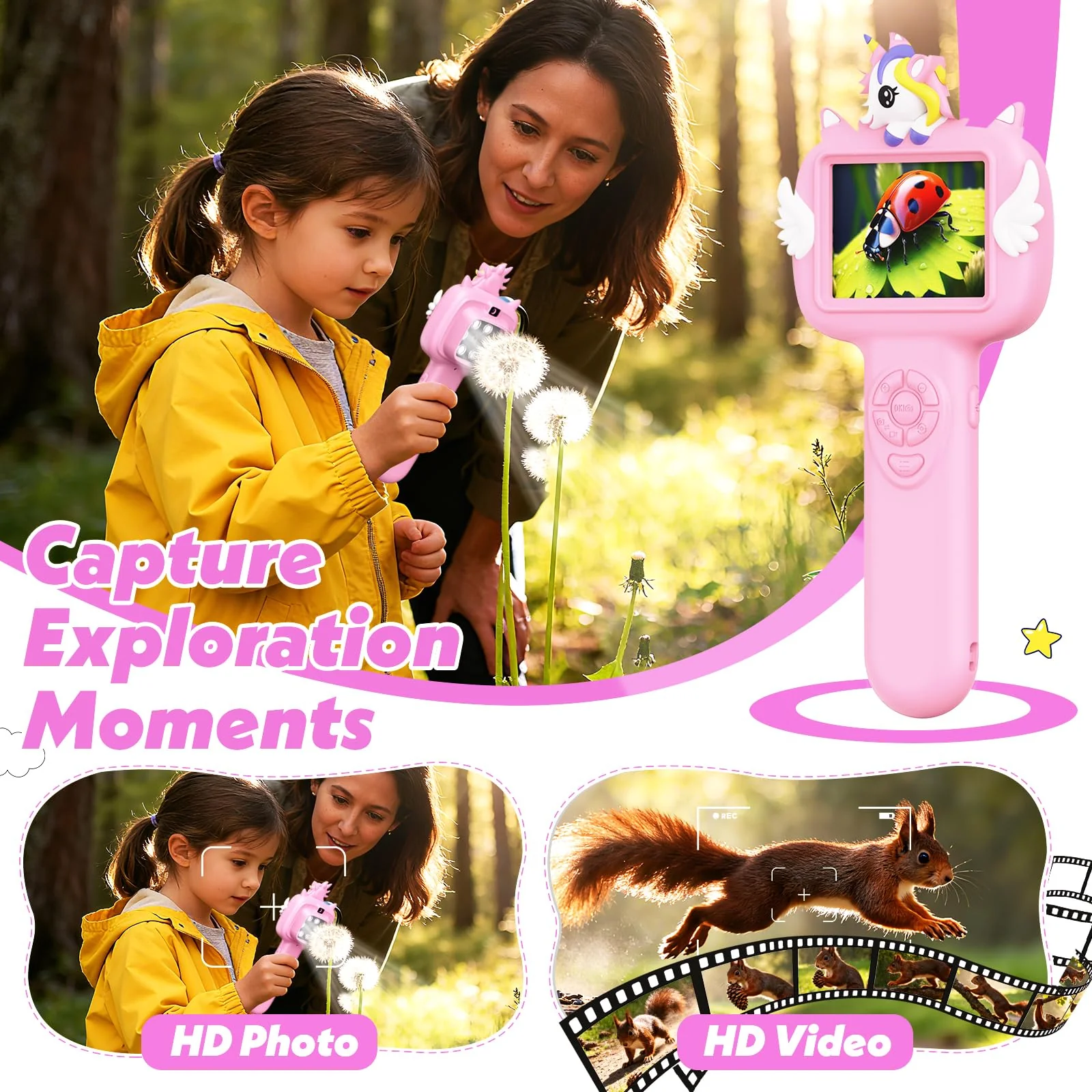 Microscope for Kids Gifts Toys Science, Mini Handheld Digital Pocket Microscope Requiring Direct Surface Contact, Educational STEM Toy for Boys Girls Ages 8–12, Christmas Birthday Gift Idea Pink - Image 5
