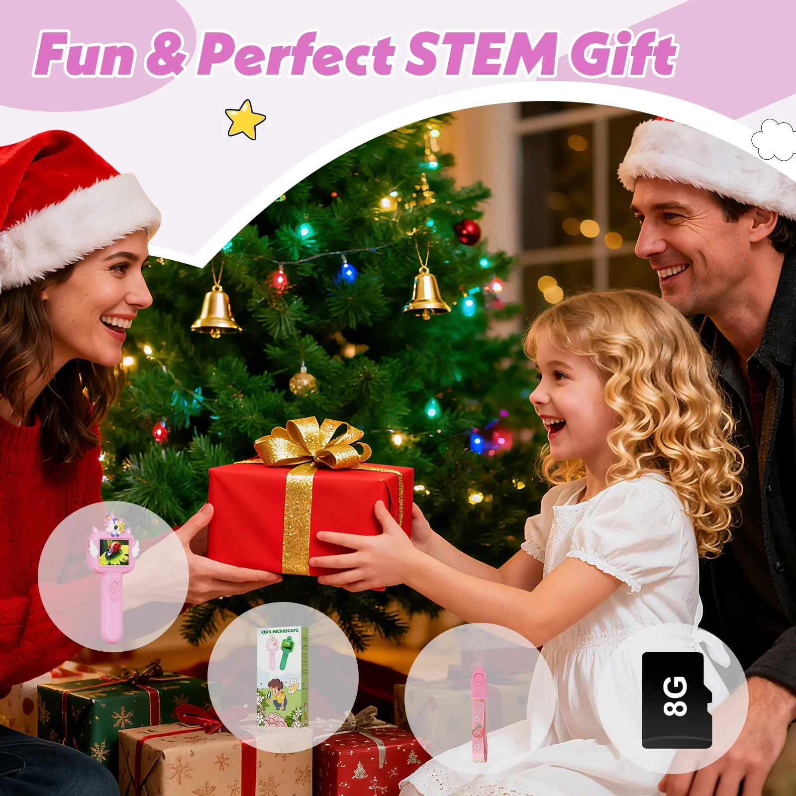 Microscope for Kids Gifts Toys Science, Mini Handheld Digital Pocket Microscope Requiring Direct Surface Contact, Educational STEM Toy for Boys Girls Ages 8–12, Christmas Birthday Gift Idea Pink - Image 8