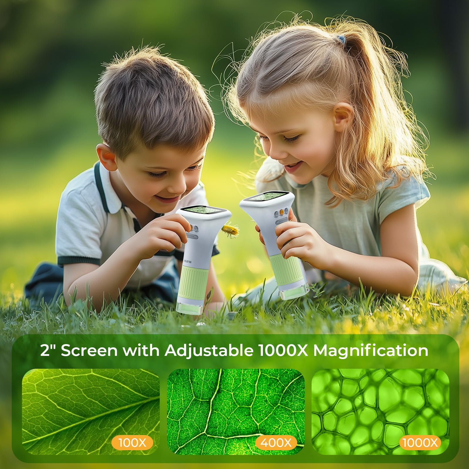 Microscope for Kids, M&G 1000X Handheld Digital Kids Microscope with 2.0 Inch Screen, Portable Pocket Miniscope Educational Science Toys for Age 3 4 5 6 7 8 9 10 11 12 Girls Boys - Image 2