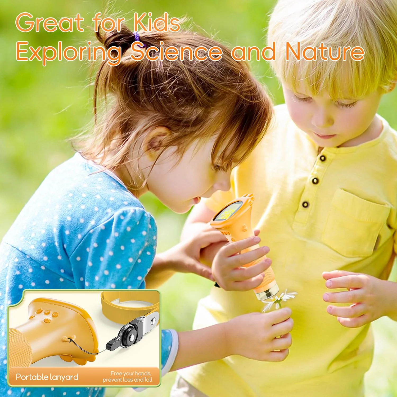Microscope for Kids, SKYBASIC 2" IPS Screen 1000X Handheld Digital Microscopes HD Pocket Portable Mini USB Microscope Camera, PC Compatible, Science Edu Fun Birthday Gifts Toys for Children Students Orange - Image 4