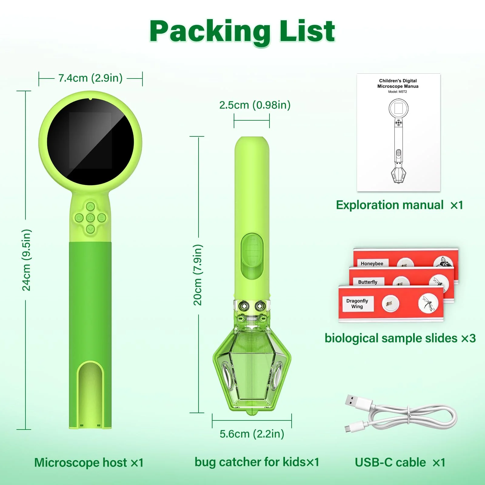 Microscope for Kids with Bug Catcher, 1080P HD Digital Handheld Portable Kids Microscope, 2 in 1 STEM Science Educational Learning Kit Christmas Birthday Gifts Toys for 3-15 Boys & Girls (Green) Bug Catcher & Microscope Kits Green - Image 9
