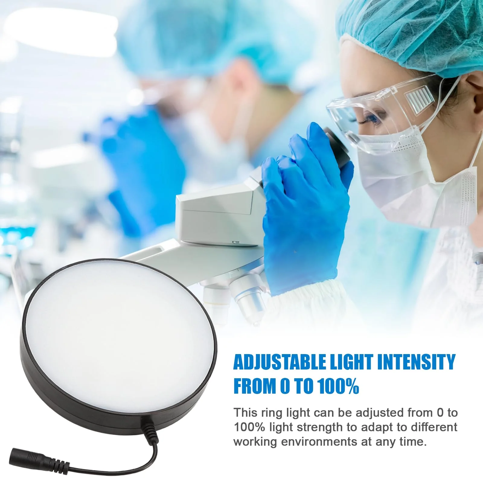 Microscope LED Ring Light Illuminator – Adjustable Brightness White Light Source with Power Adapter, Replacement Accessory for Laboratory Stereo Microscopes (US Plug) - Image 5
