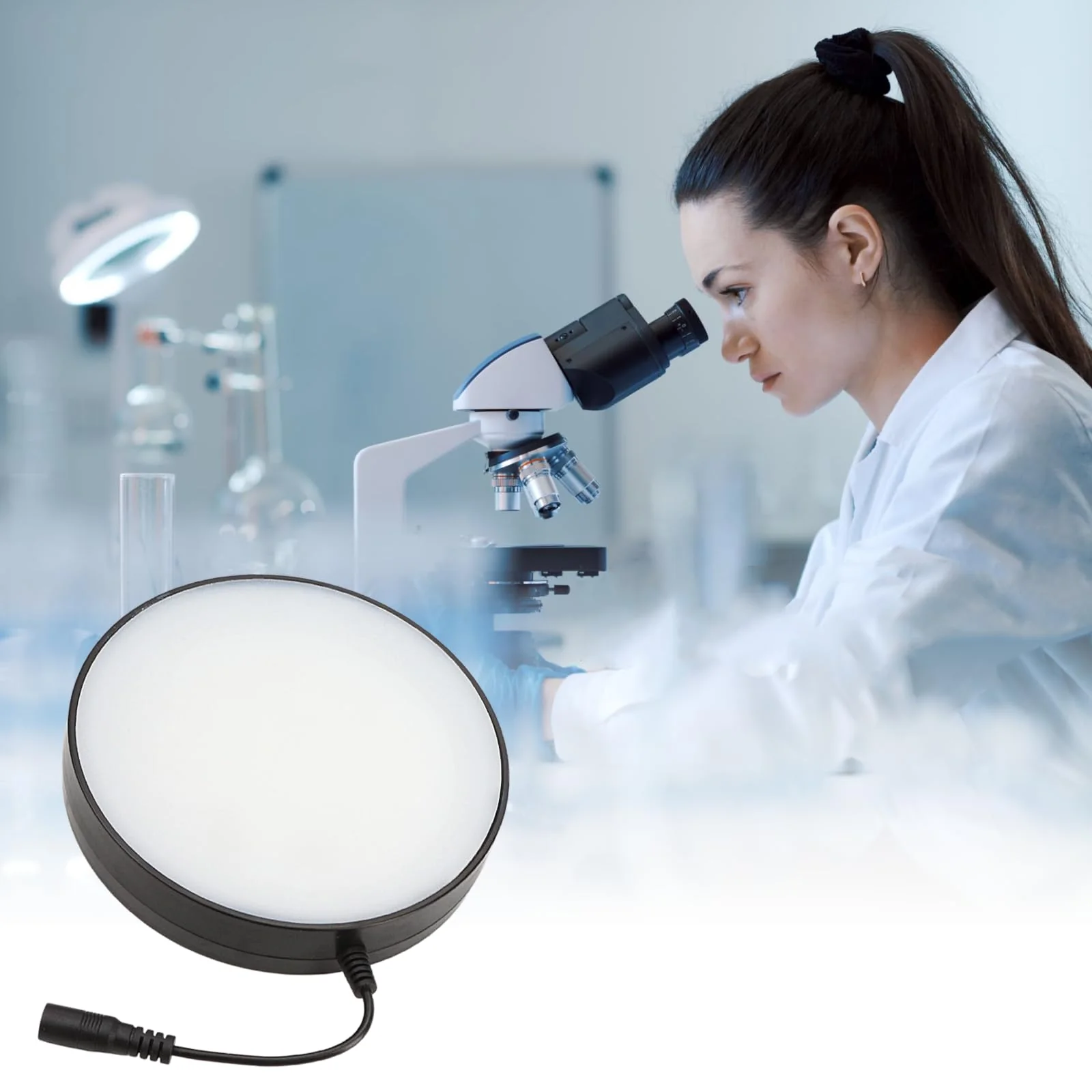 Microscope LED Ring Light Illuminator – Adjustable Brightness White Light Source with Power Adapter, Replacement Accessory for Laboratory Stereo Microscopes (US Plug) - Image 8