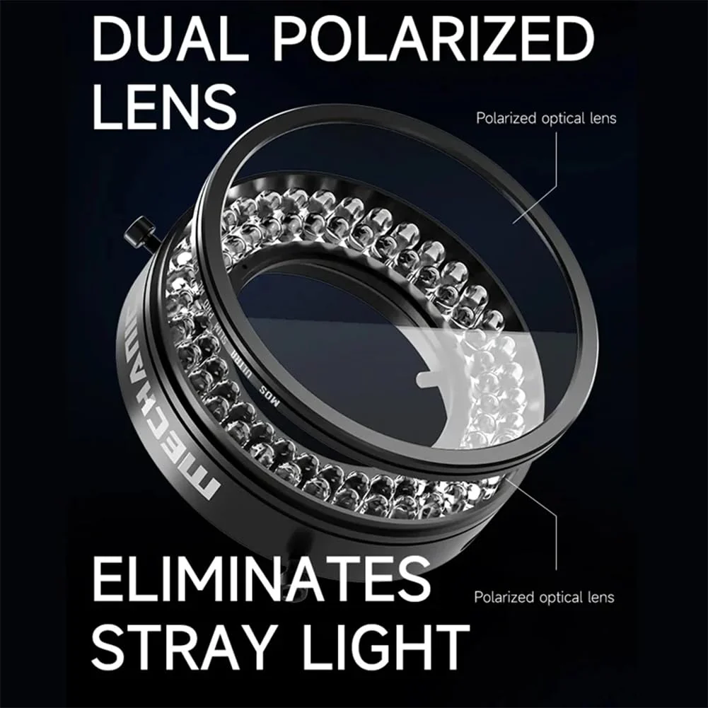 Microscope Ring Light Polarized Ring Lamp Adjustable 72 LED Ring Light Source Anti Glare Eliminates Reflection Illuminator for Stereo Microscope & Camera - Image 3