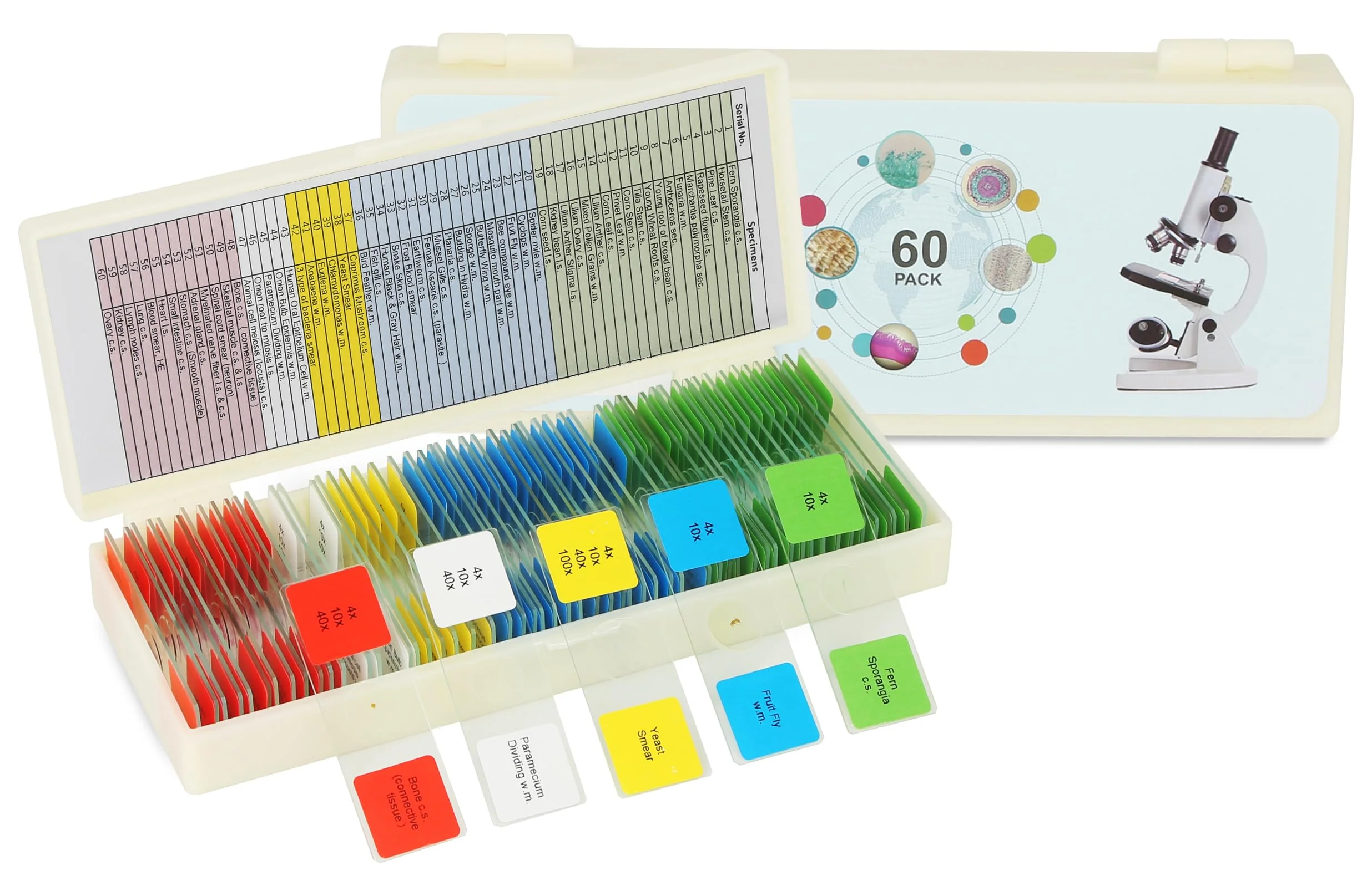 Microscope Slides with Specimens for Kids, 60 Lab-Grade Prepared Microscope Slides, Animal/Plant/Microbe/Tissue Samples, STEM Biology Kit for Homeschool, Classroom Labs & Science Education Ages 8+ - Image 9