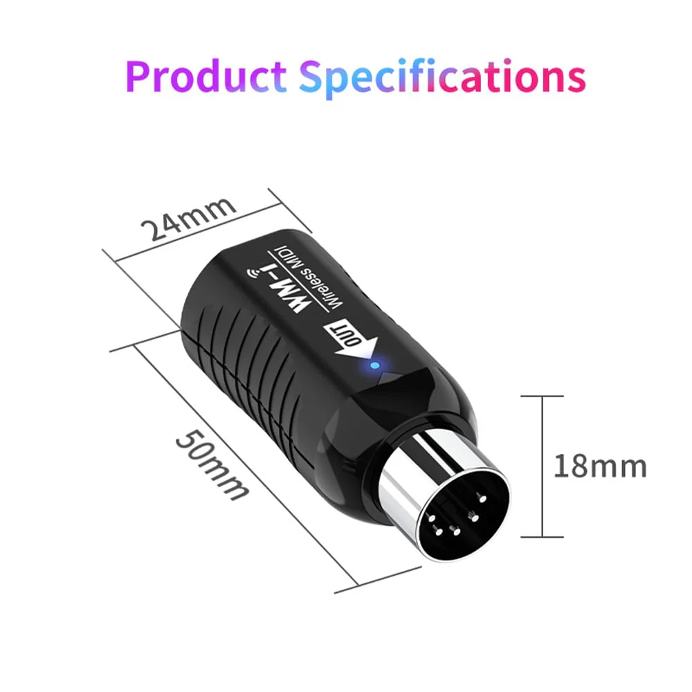 MIDI Adapter Rechargeable Audio Transmitter Receiver 2.4GHz Ultra-Low Latency Built-in Silent Portable MIDI Connector for Wind Instruments Guitar Digital Piano Keyboard - Image 8
