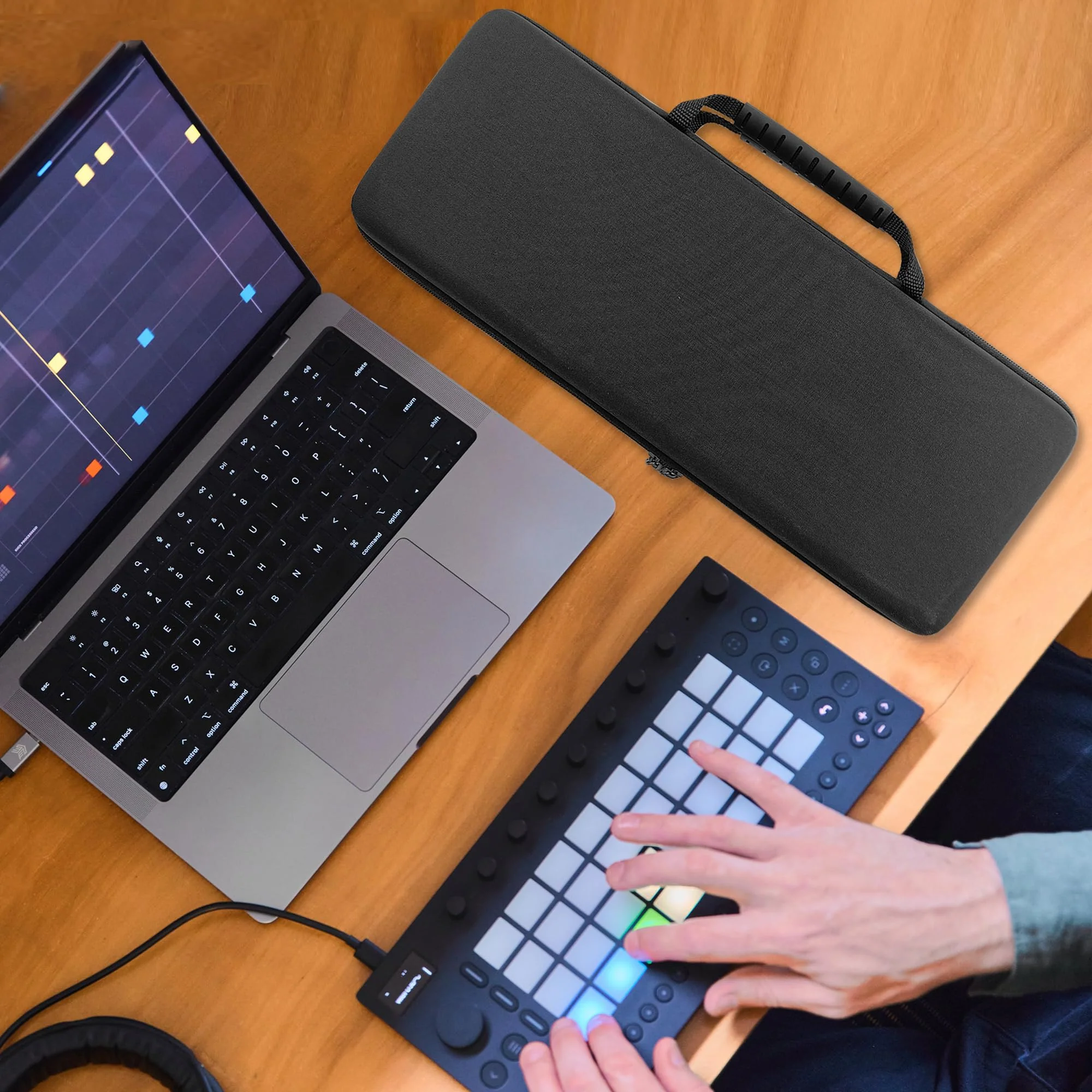 MIDI Controller Case, Compatible with Ableton Move and Arturia MicroLab MK3, Built-in Mesh Pocket and Cable Compartment, Fixed Design, Ideal for Travel and Live Performance - Image 7