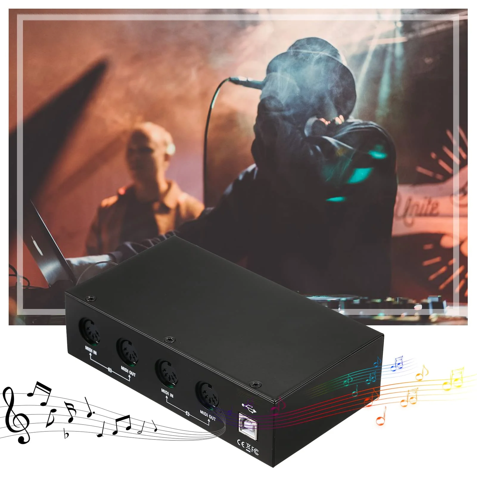 MIDI Interface USB MIDI Interface MIDI Box 4X4 devices for music 4 IN /4 Out 64 MIDI Channels 4i/4o + Merge 2i4o Black - Image 2