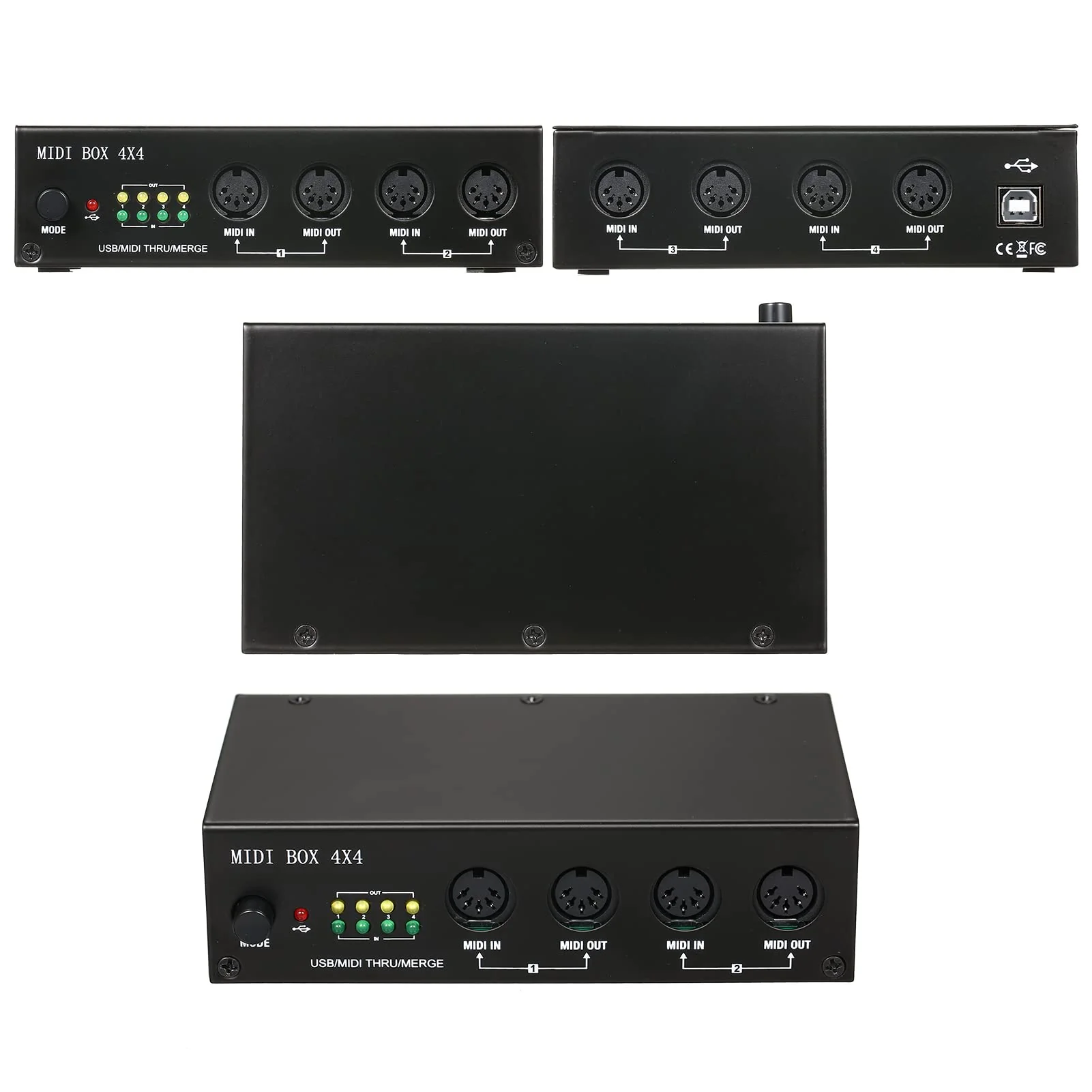 MIDI Interface USB MIDI Interface MIDI Box 4X4 devices for music 4 IN /4 Out 64 MIDI Channels 4i/4o + Merge 2i4o Black - Image 4