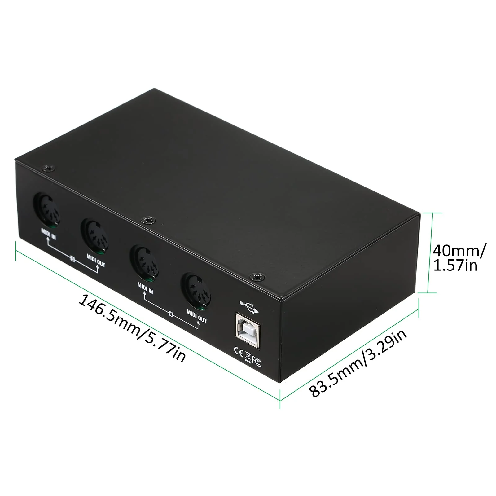 MIDI Interface USB MIDI Interface MIDI Box 4X4 devices for music 4 IN /4 Out 64 MIDI Channels 4i/4o + Merge 2i4o Black - Image 5