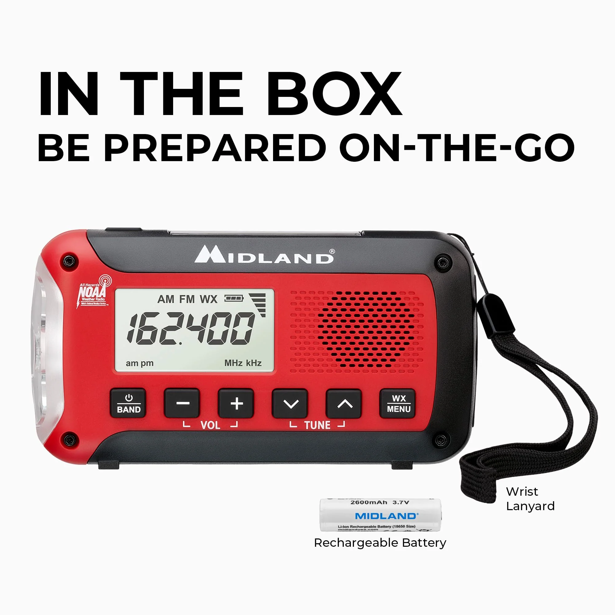 Midland ER50 Emergency Radio with Weather Alert and Flashlight - Hand Crank or Solar Power NOAA Weather Radio for Home or Travel with AM/FM Tuner - Image 6