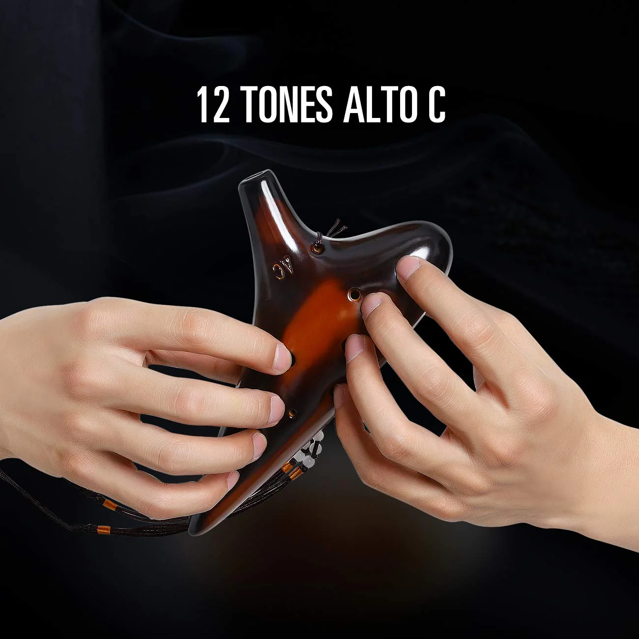 MIFOGE Ocarina 12 Hole Tones Alto C with Gift Wrapping Display Stand Neck Cord Protective Cover Song Book Strawfire Masterpiece Collectible Music Instrument Gift Idea For Beginner Musician Brown Strawfire - Image 6